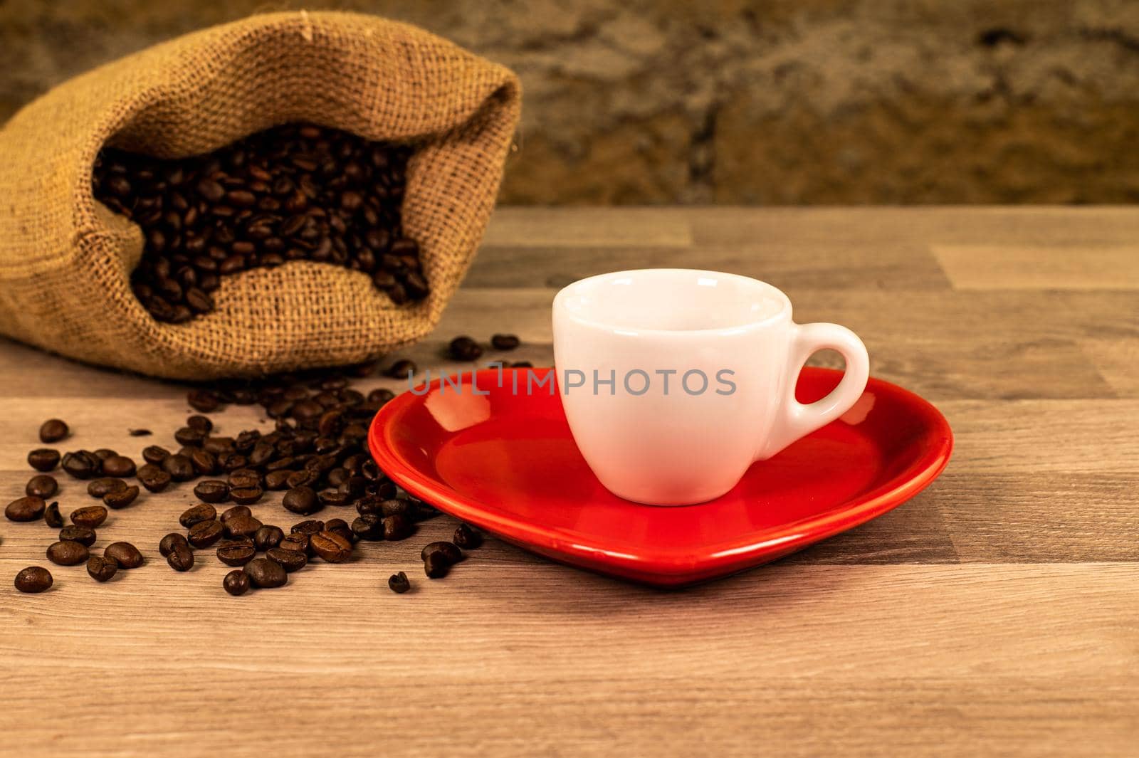 coffee composition with grains and cups by carfedeph