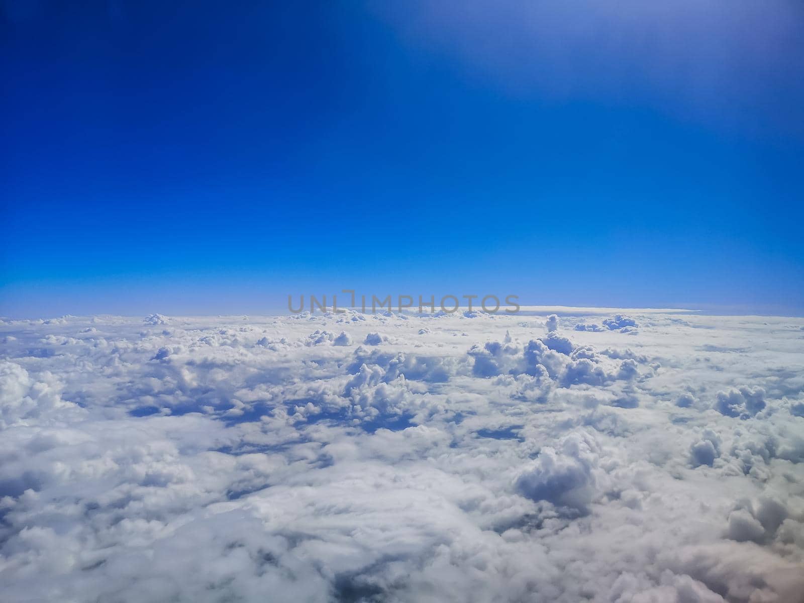 landscape blue sky and clouds view from airplane