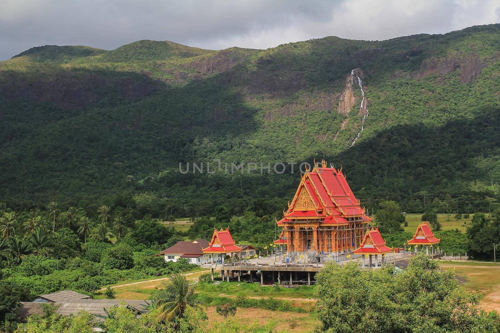 Thai temple at the mountain in thailand