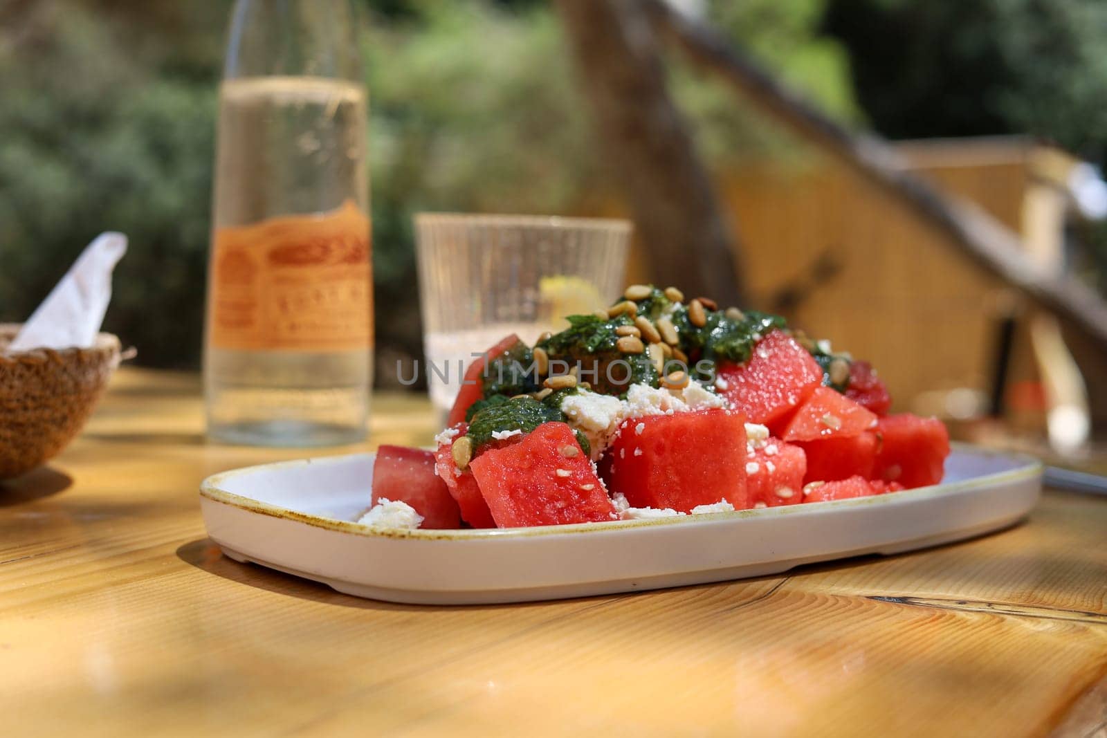 Melon salad with feta cheese. High quality photo