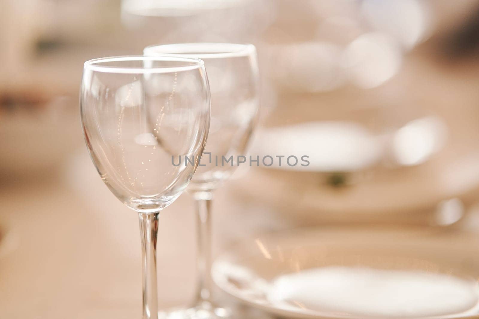 Table set for an event party or wedding reception. Banquet table design