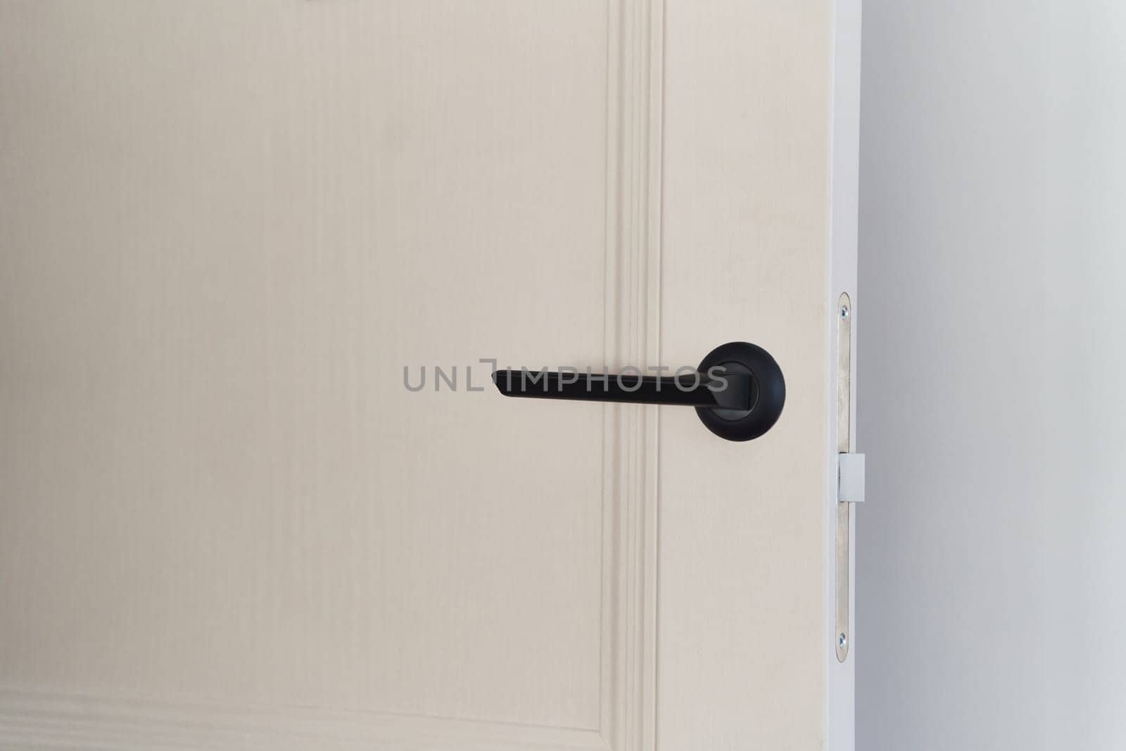 interior door close up with black door handle. High quality photo