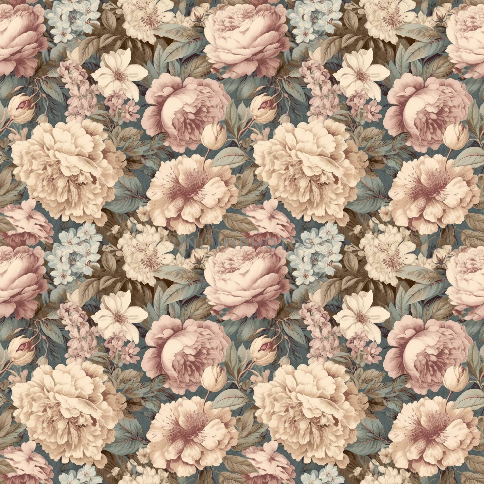 Seamless romantic and vintage floral pattern. AI generated by palinchak