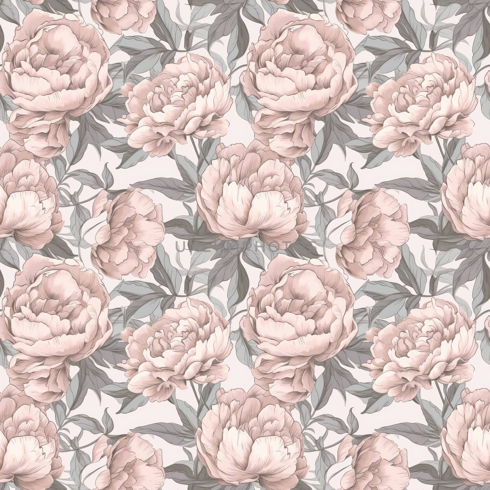 Seamless background of soft pink peonies. AI generated by palinchak