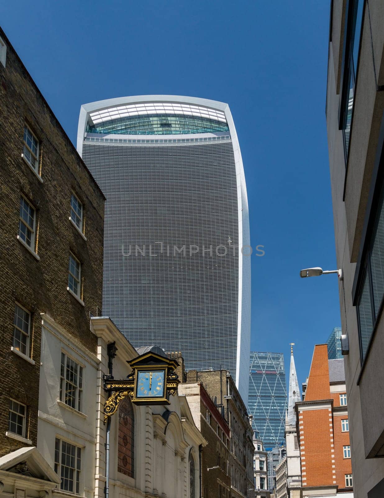 St Mary at Hill Street in the City of London with skyscrapers by steheap