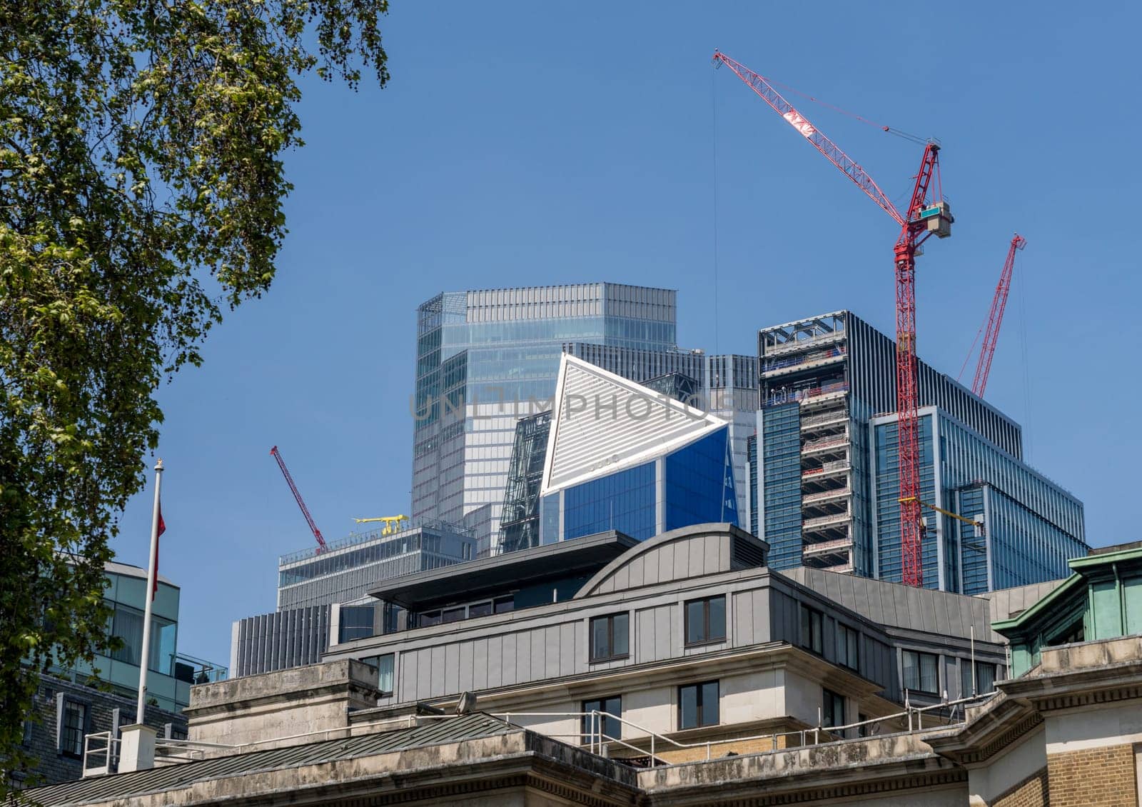 Construction of new office building tower in the financial district of City of London