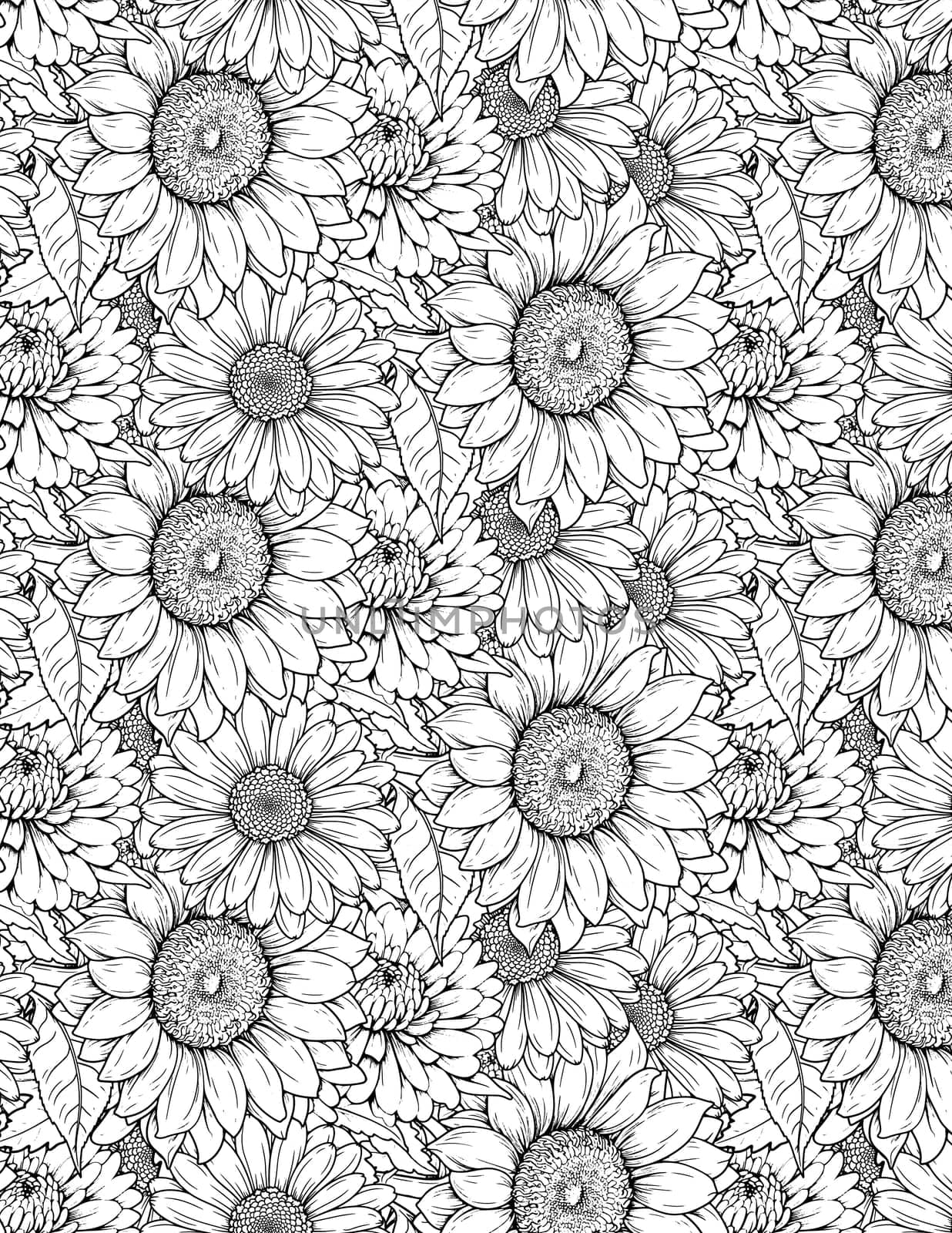 Flower Kids and Adult Coloring page spring and summer doodle elements. Mandala pattern with floral elements on white background design for flower mandala coloring book. by Skyecreativestudio