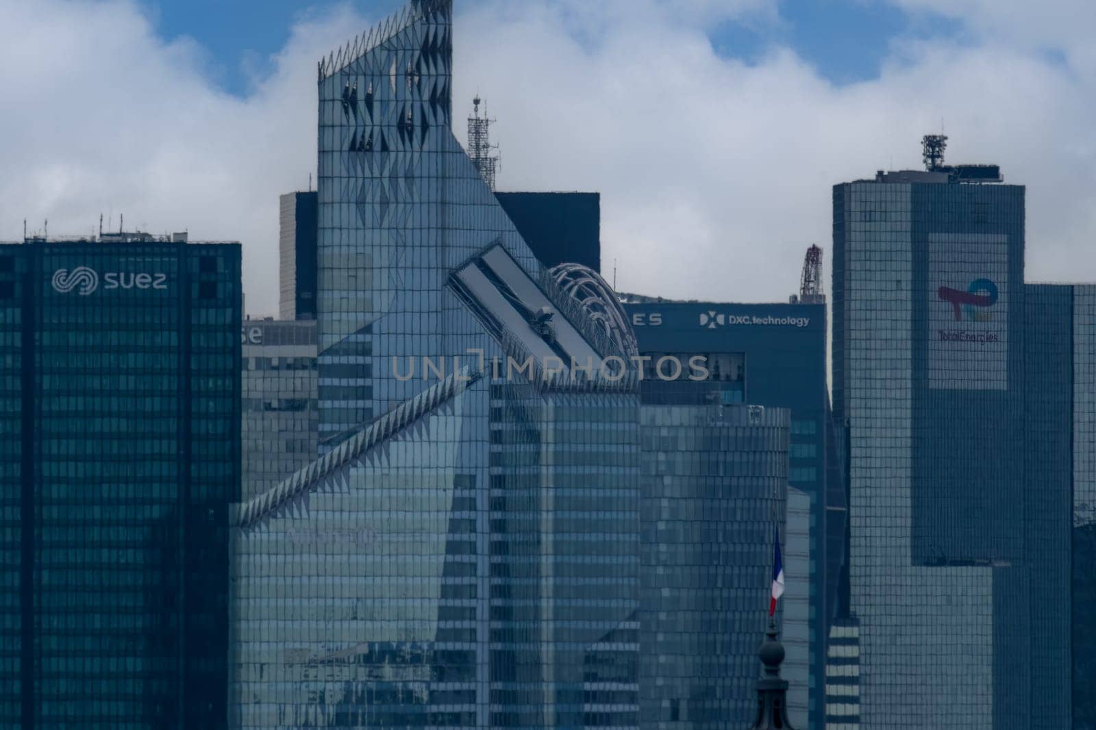5 May 2023 Paris, France. La Defense business district in Paris. Headquarters of many national and international brands, including Total Energies and