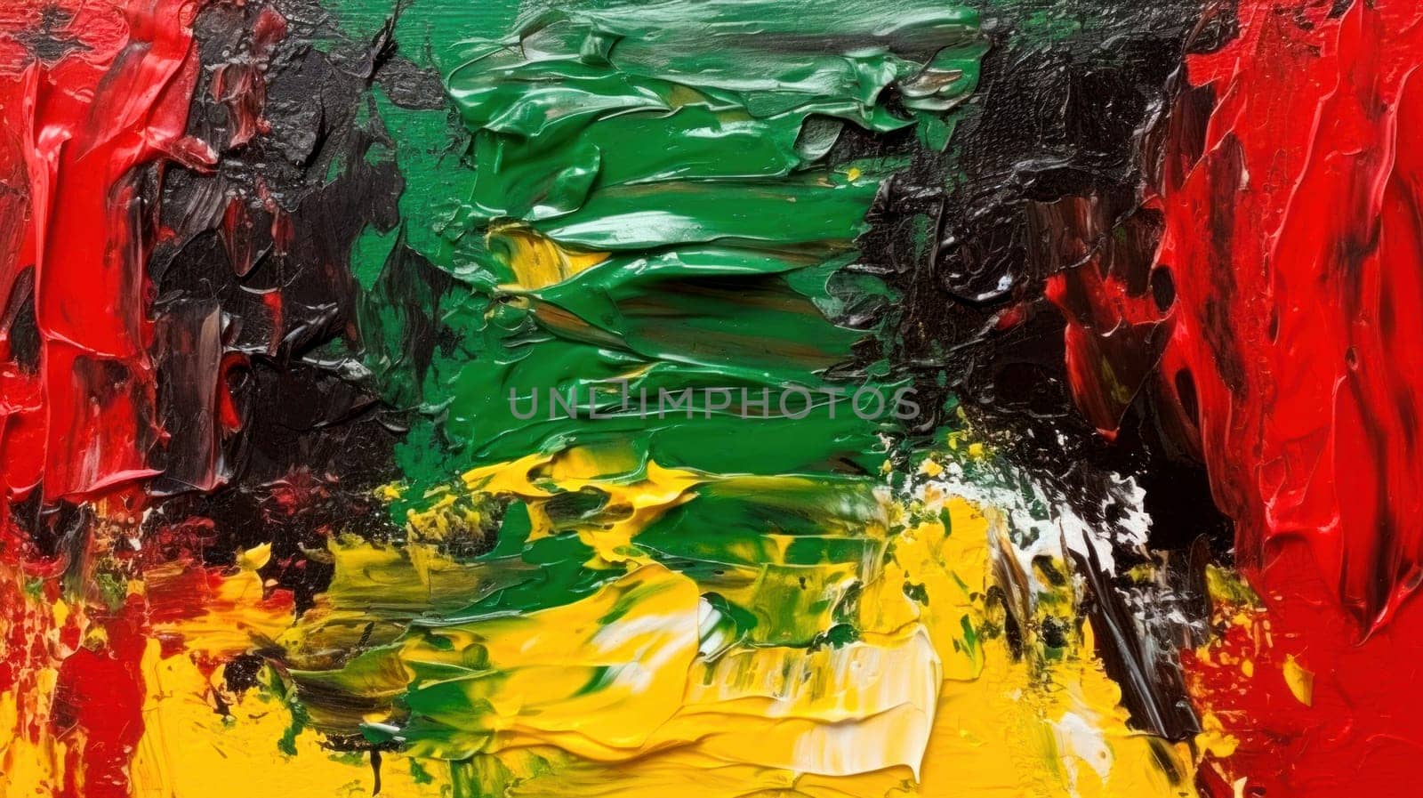 Abstract paint background in colors of green, yellow, red. Juneteenth Freedom Day Celebration. Generative ai.