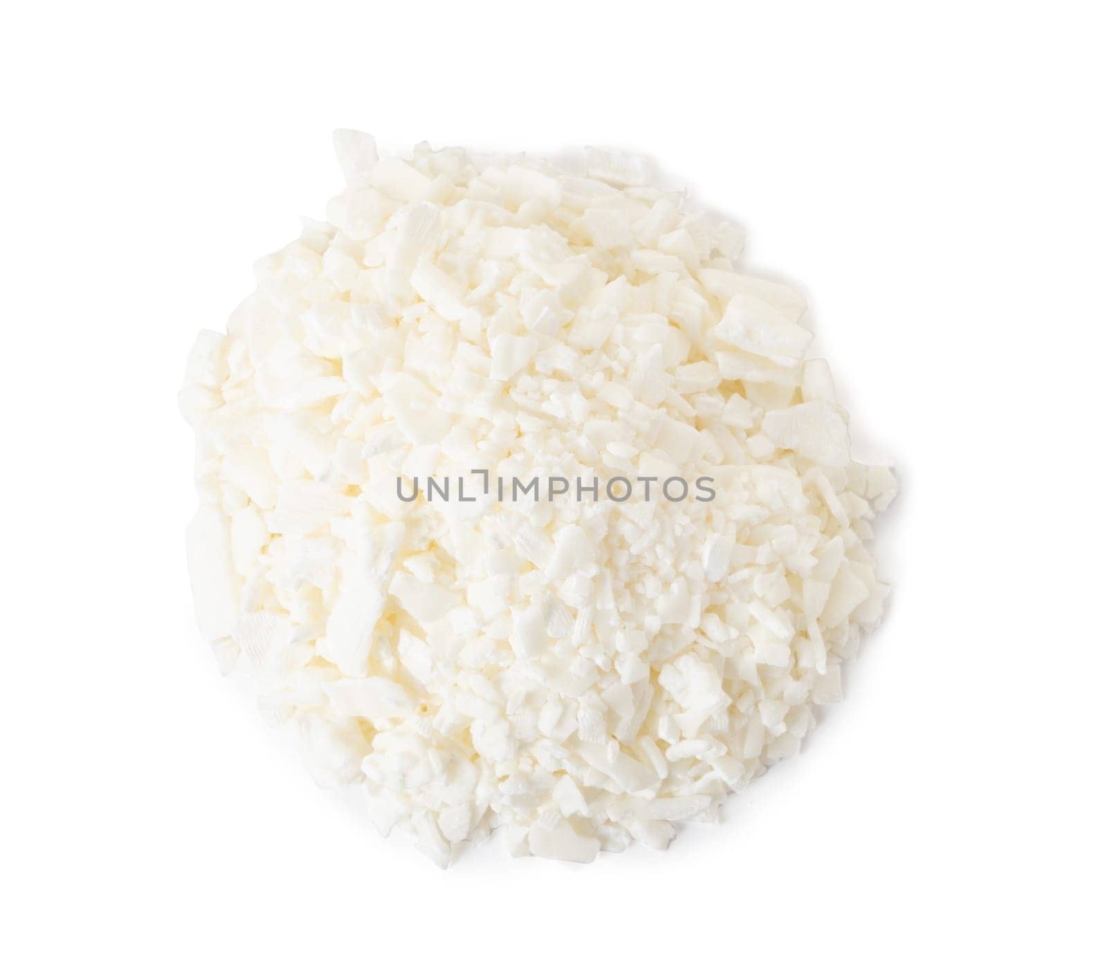 Organic white soy wax flakes for candles in isolated on white background by Desperada