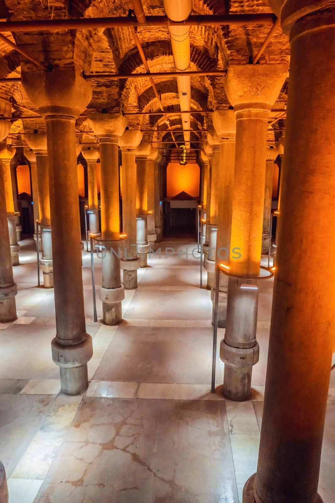 Beautiful cistern in Istanbul. Cistern - underground water reservoir build in 6th century, Istanbul, Turkey, Turkiye by galitskaya