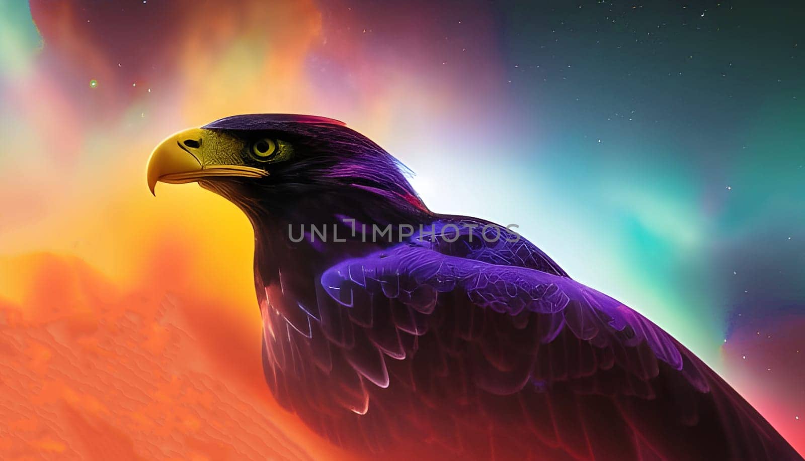 Dark eagle cosmic eagle. Generative AI.