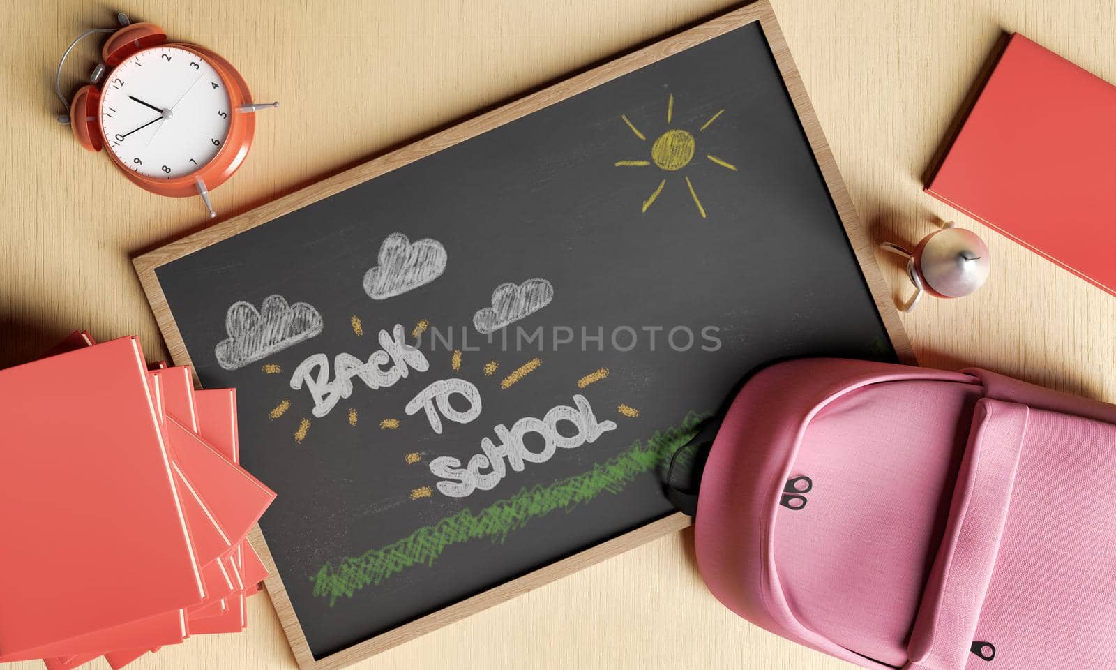 Back to school sign drawn on a chalk board by asolano