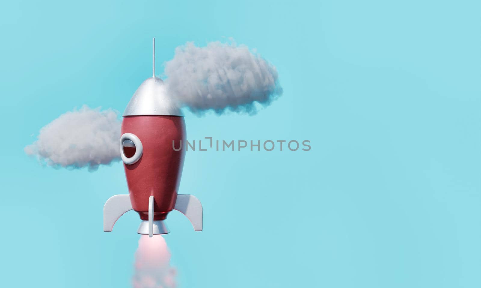 rocket taking off with clouds around by asolano