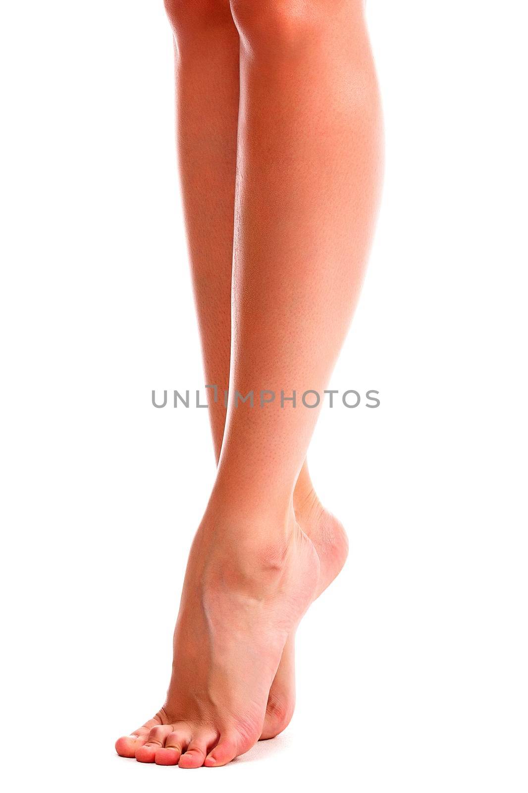 woman legs on white background, isolated