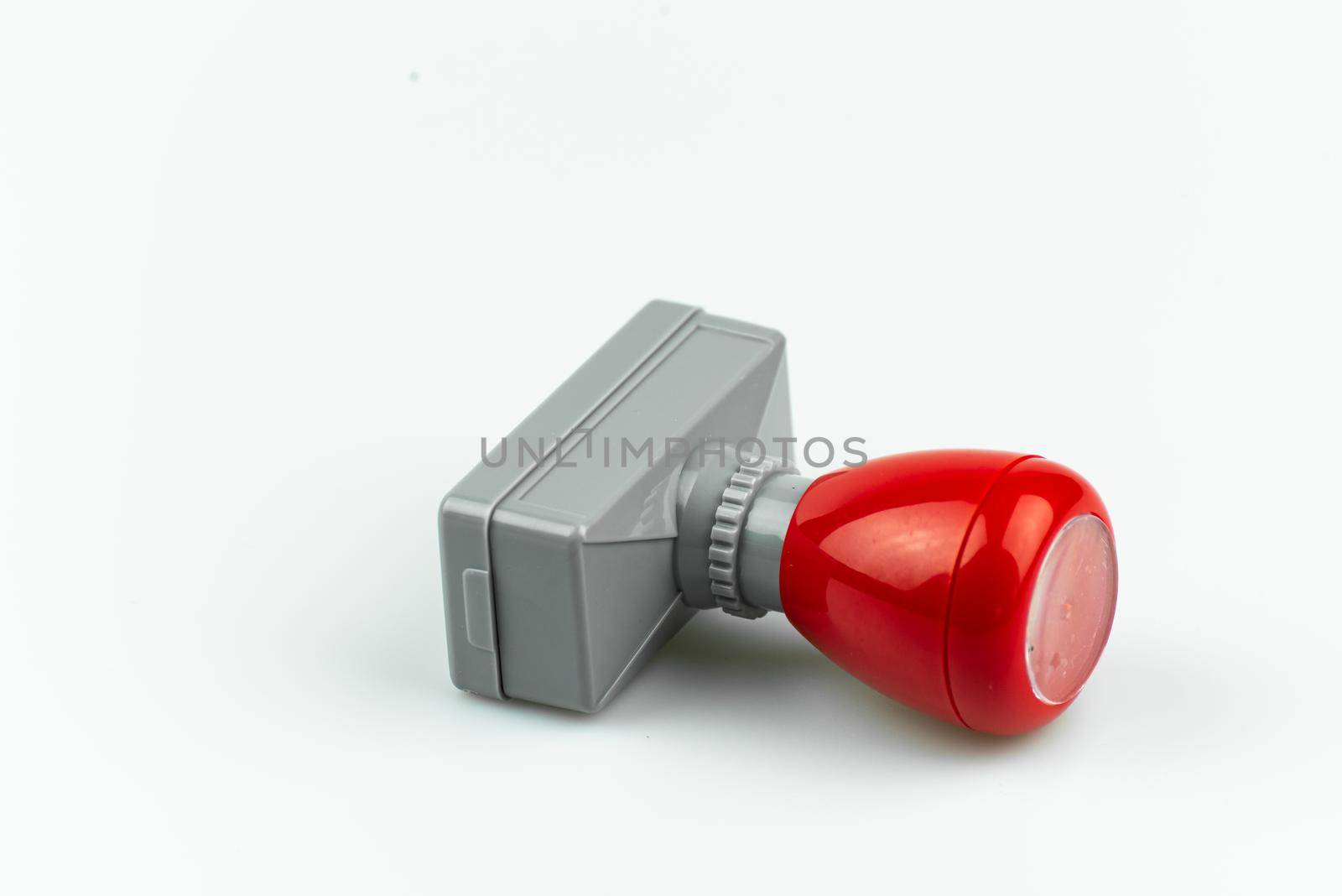 close up of rubber stamp isolated on white background