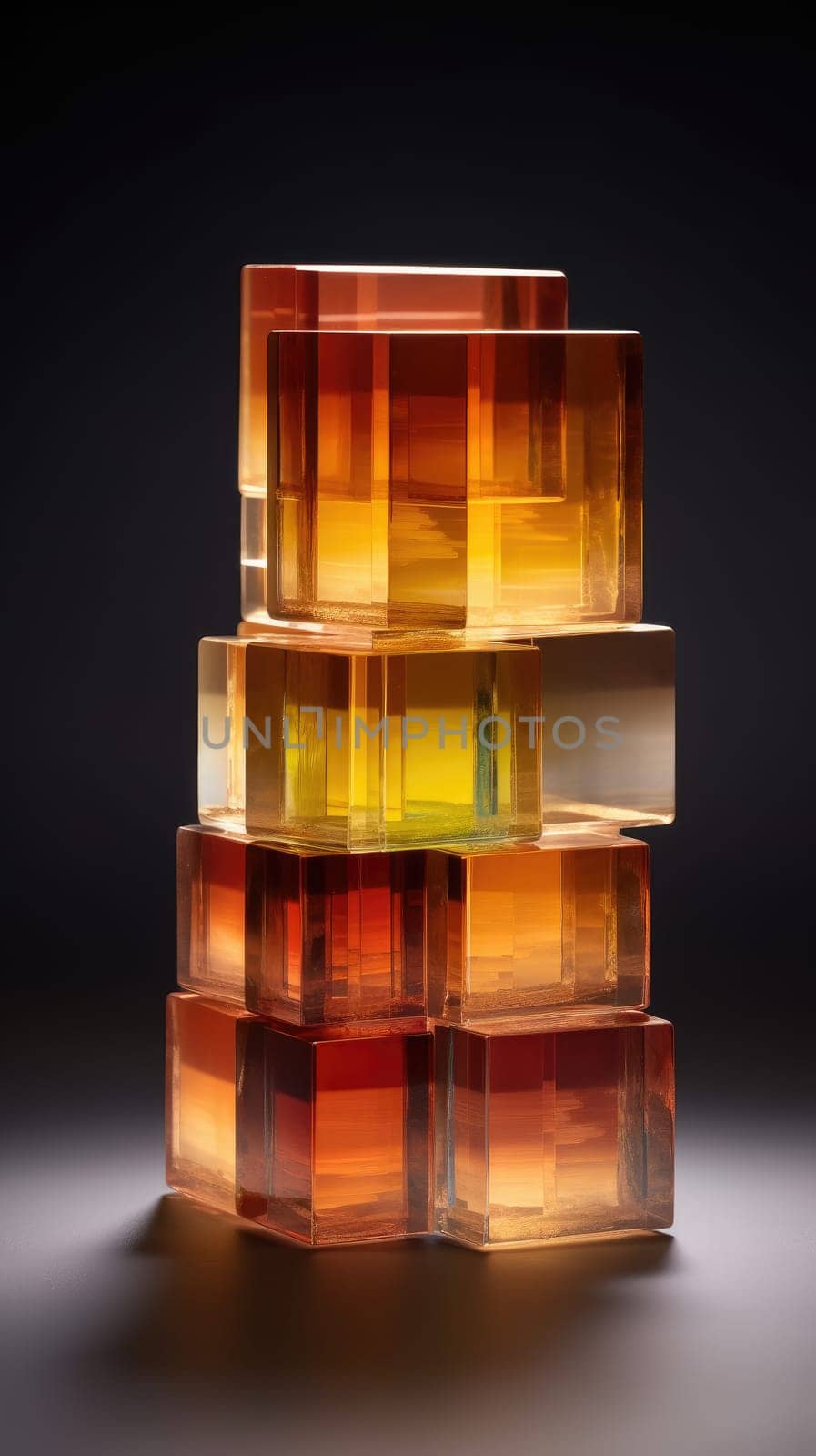 pyramid of glass cubes on dark background, AI Generative by Desperada