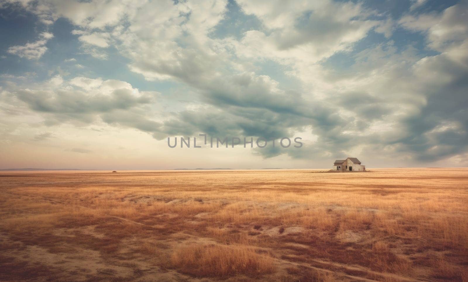 Steppe and sky with clouds. Beautiful background for your design