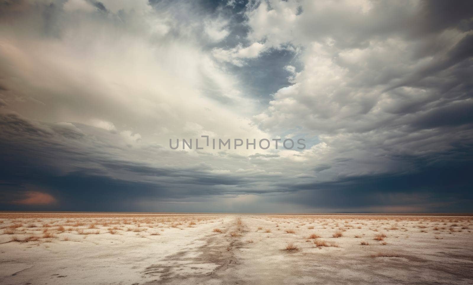 Desert and sky with clouds by cherezoff