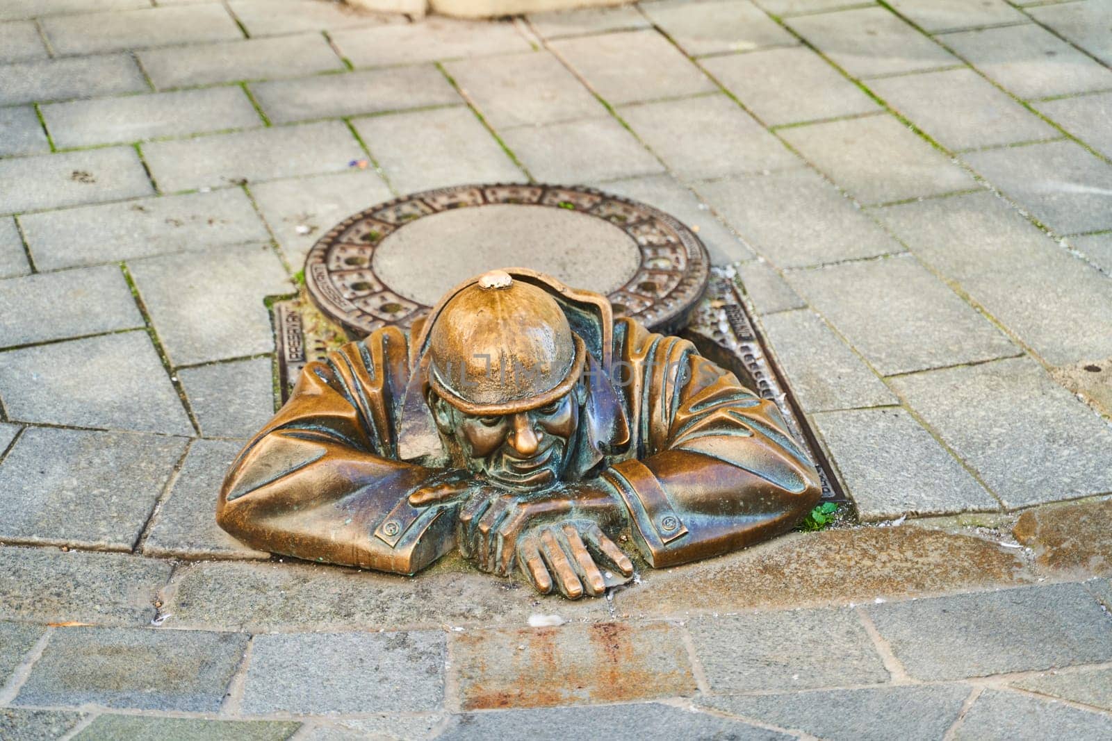 Slovakia, Bratislava - October 8, 2022: Monument to the plumber in Bratislava by driver-s