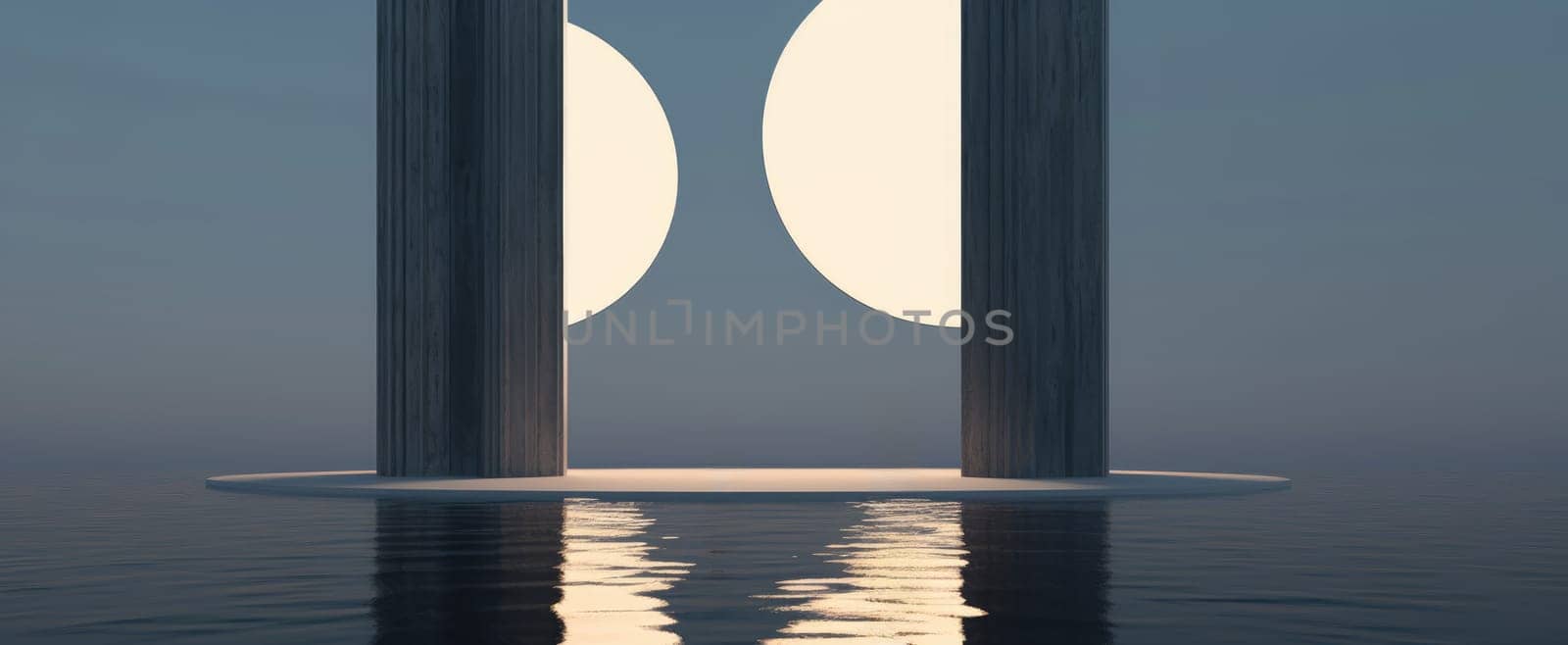 Futuristic background of abstract architecture and water. Beautiful background for your design