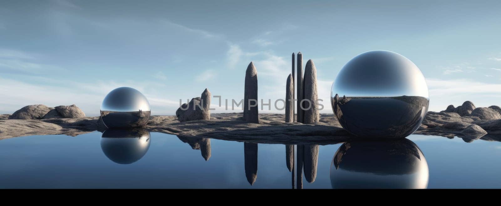 Futuristic background of abstract architecture and water. Beautiful background for your design