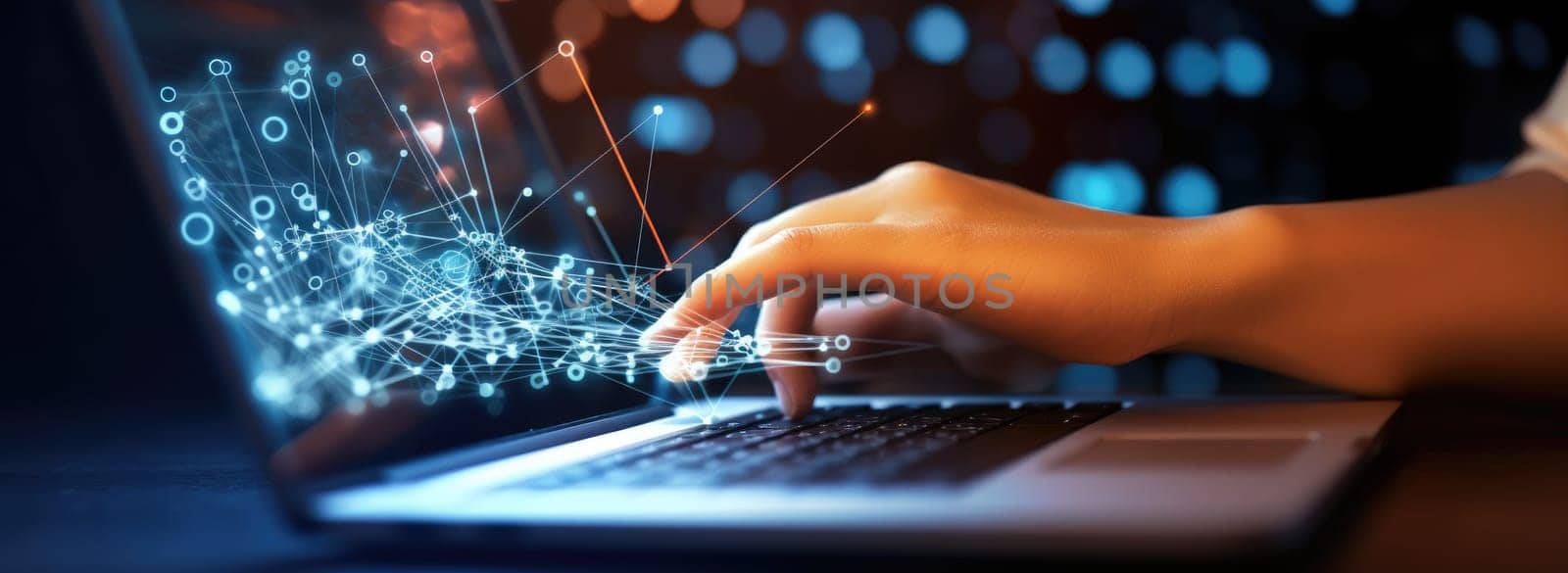 Hands of person type on a laptop. Close-up by cherezoff