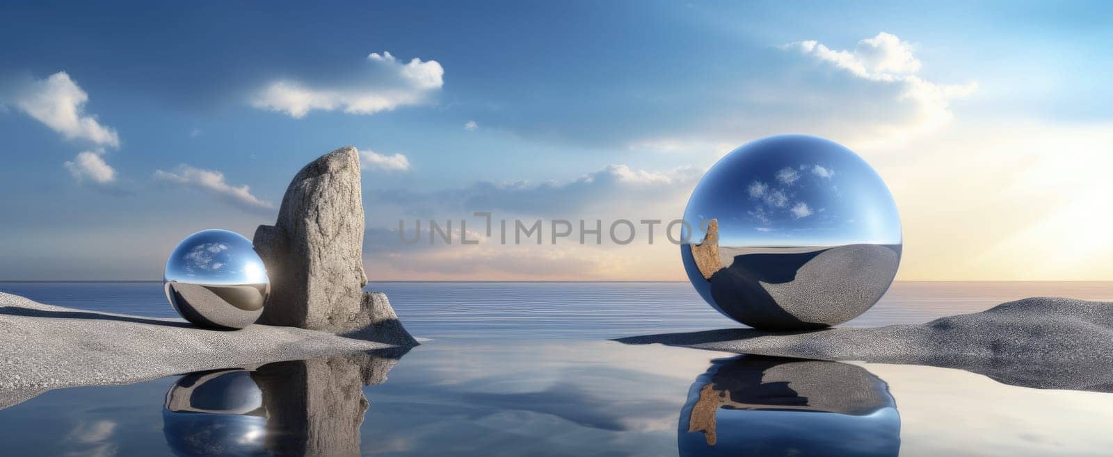 Futuristic background of abstract architecture and water by cherezoff