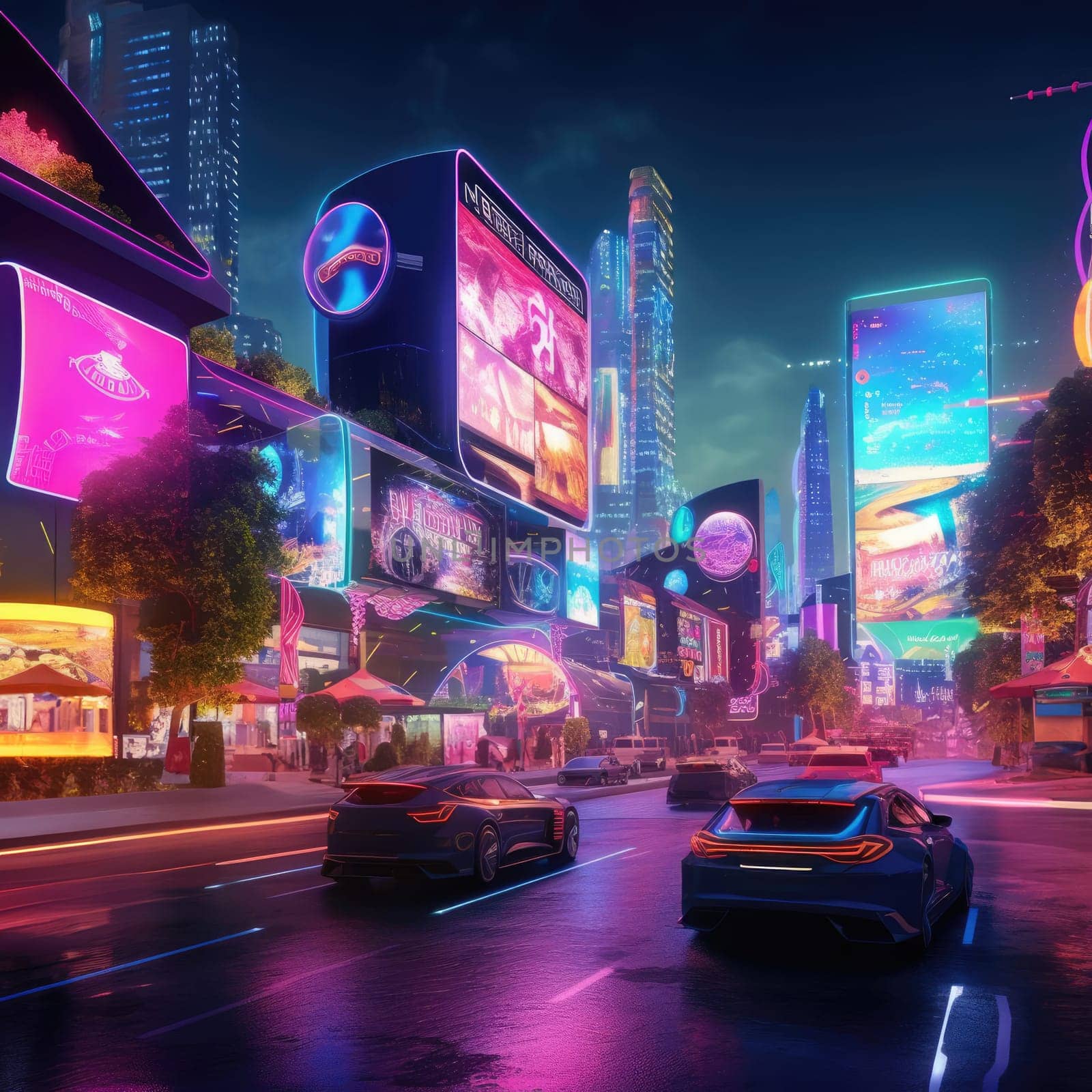 The city of the future with flying cars by cherezoff