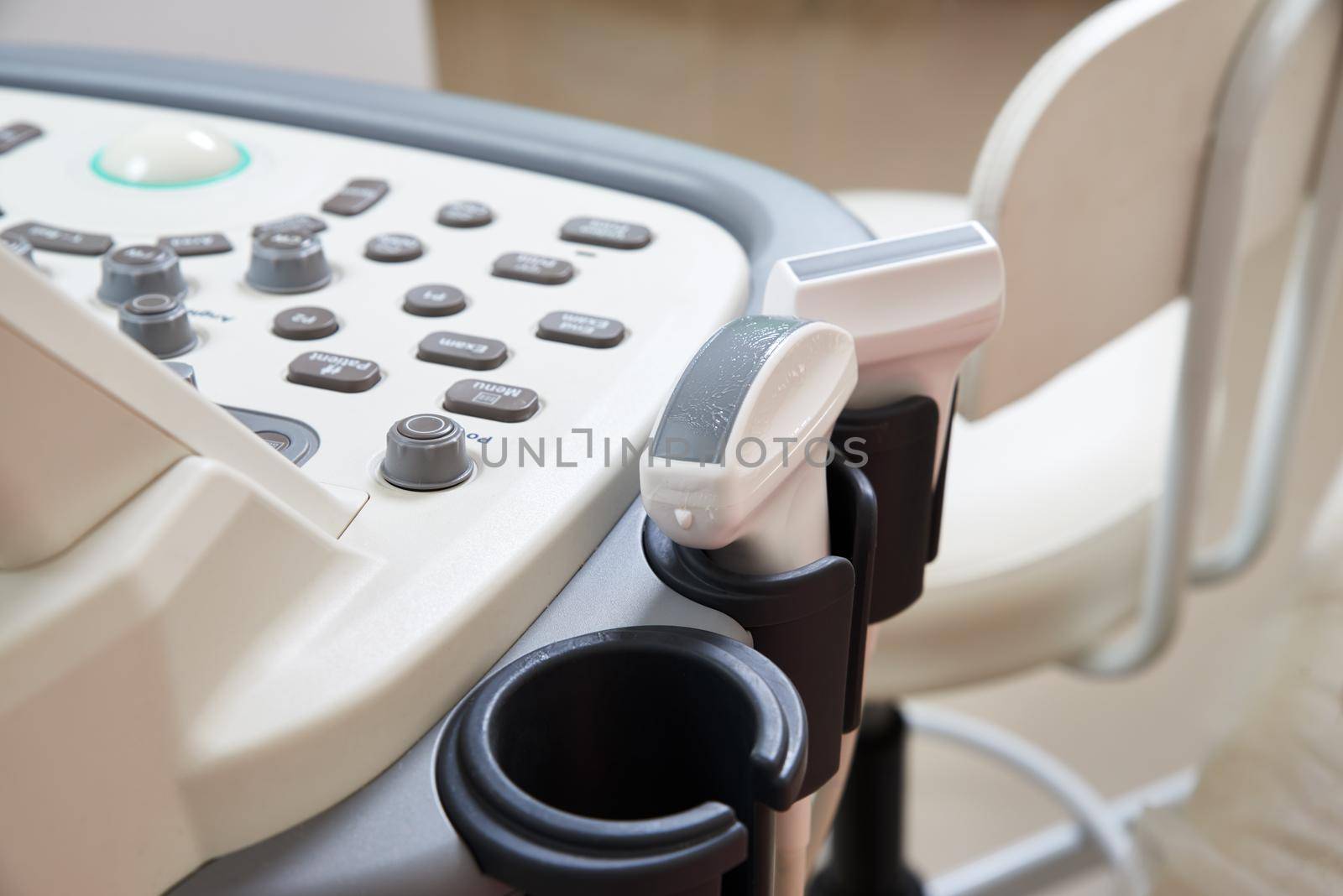 Interior of medical room with ultrasound diagnostic equipment. High quality photo