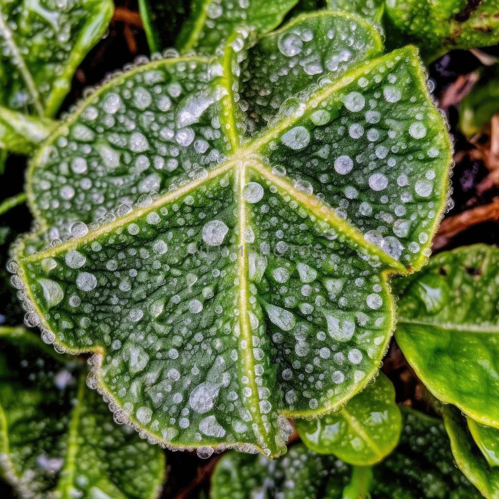 Water droplets on a green leaf after rain - close up by eduardobellotto