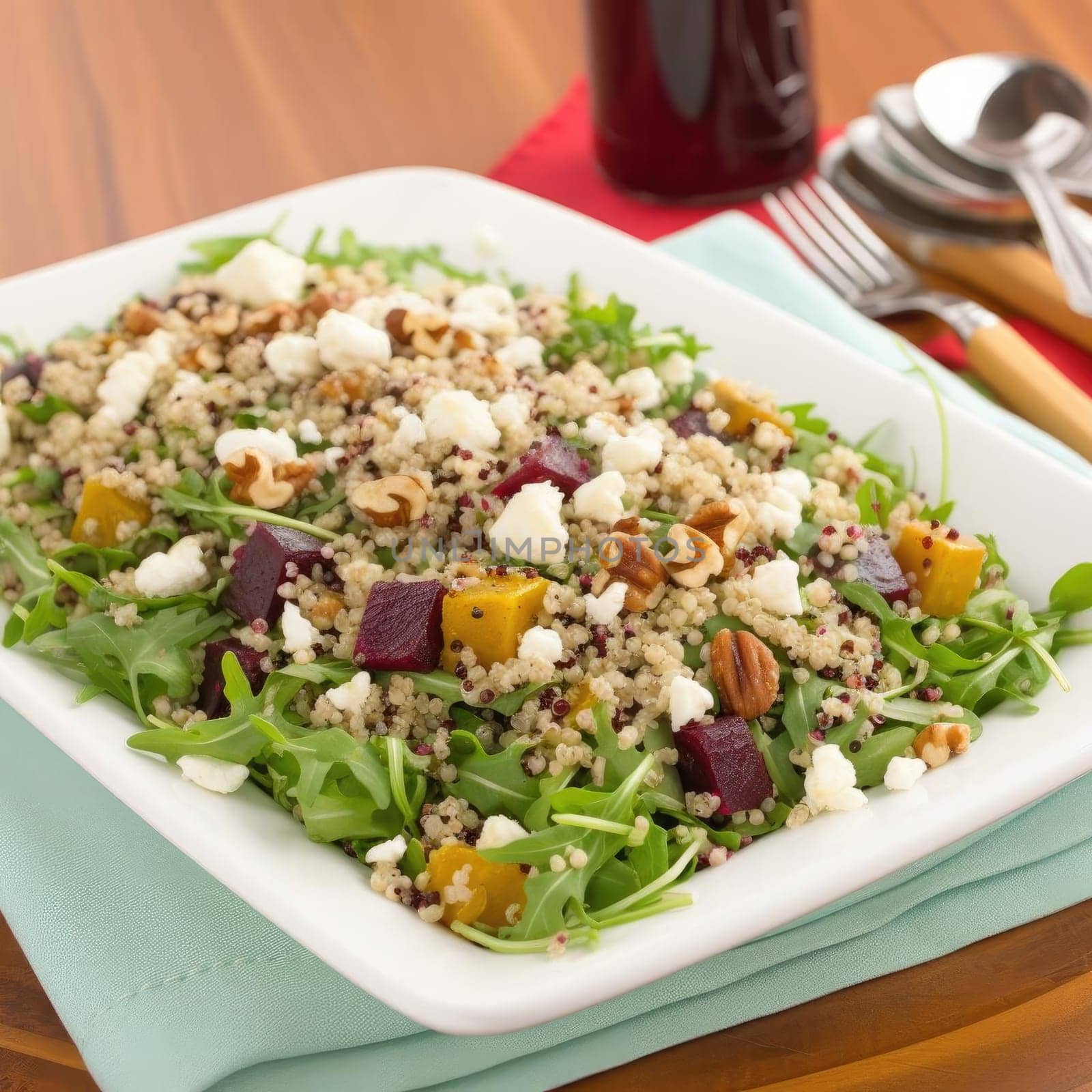 Quinoa salad with arugula, beetroot, and walnuts (ID: 001334)