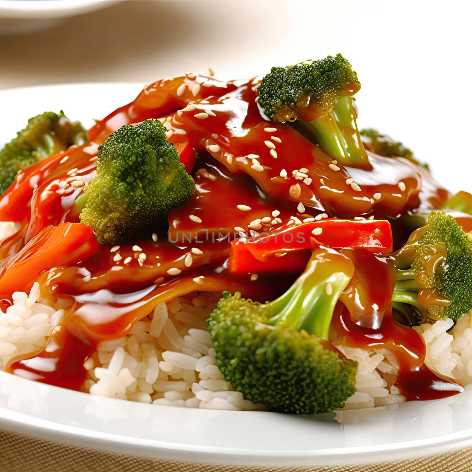 Rice with vegetables and spicy sauce (ID: 001355)