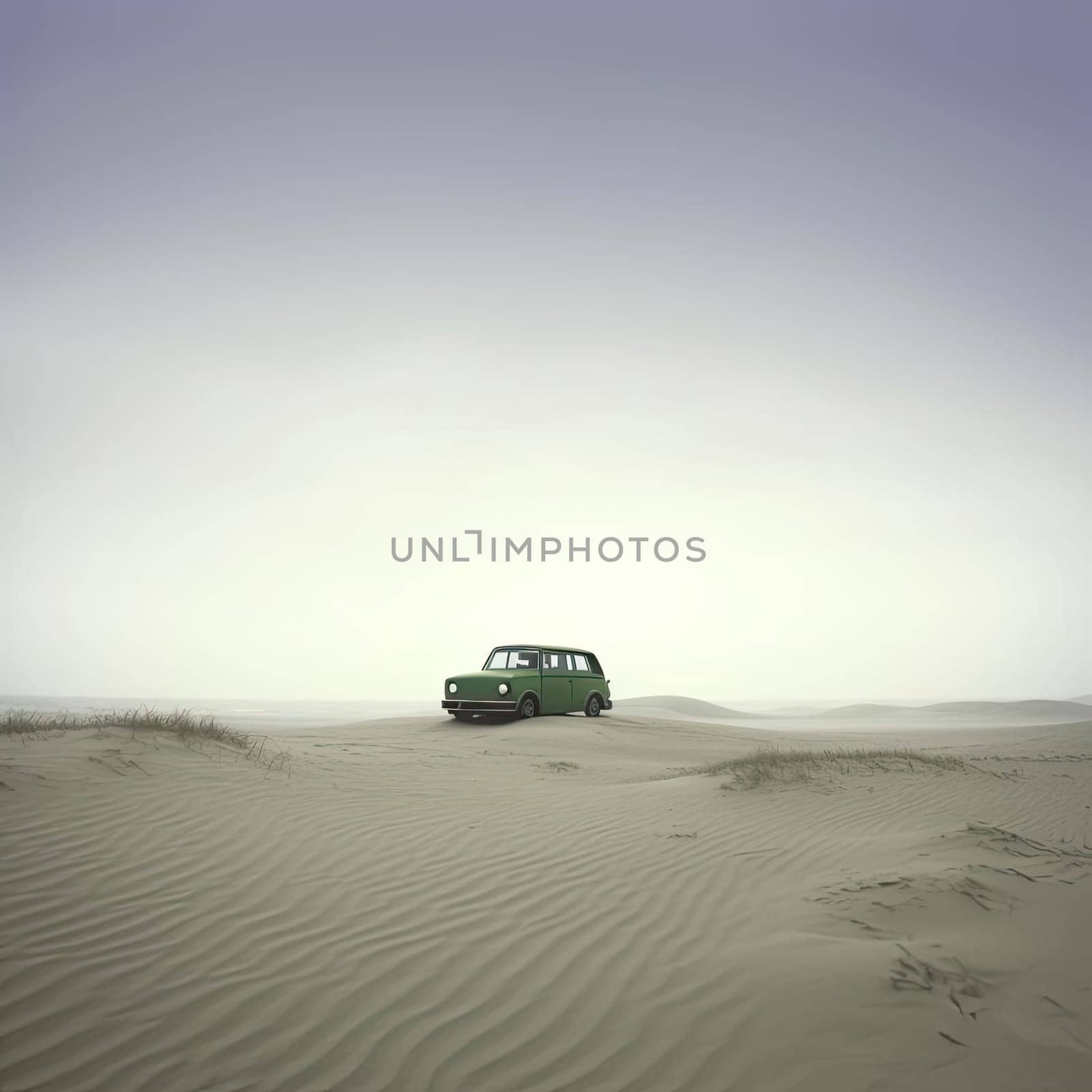 Car in the sand dunes of the desert by eduardobellotto