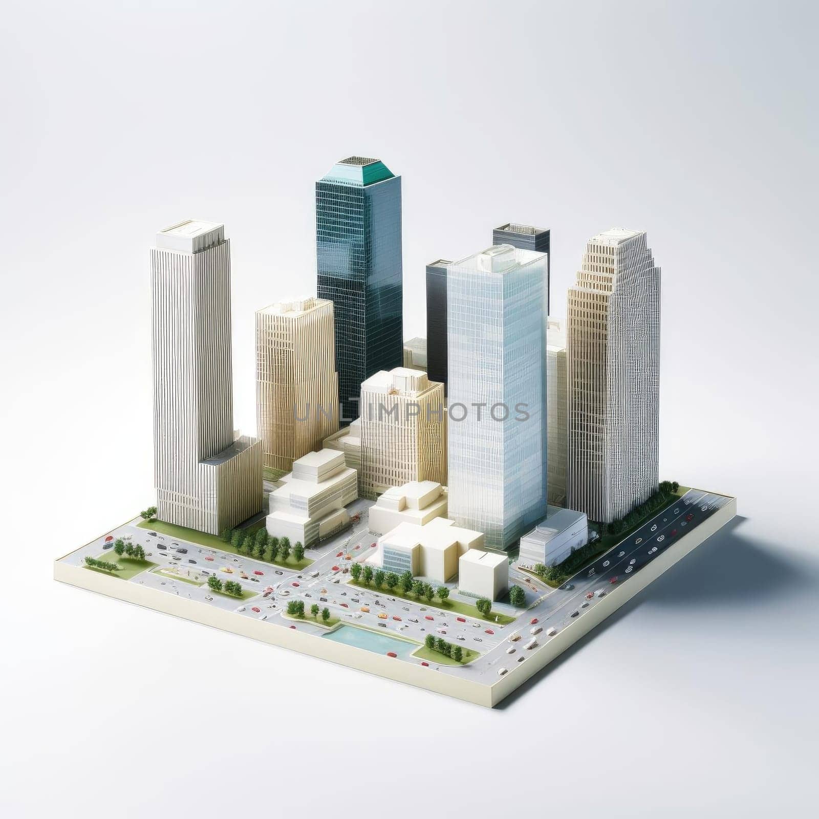 3D model of a modern city with skyscrapers and high-rise buildings by eduardobellotto