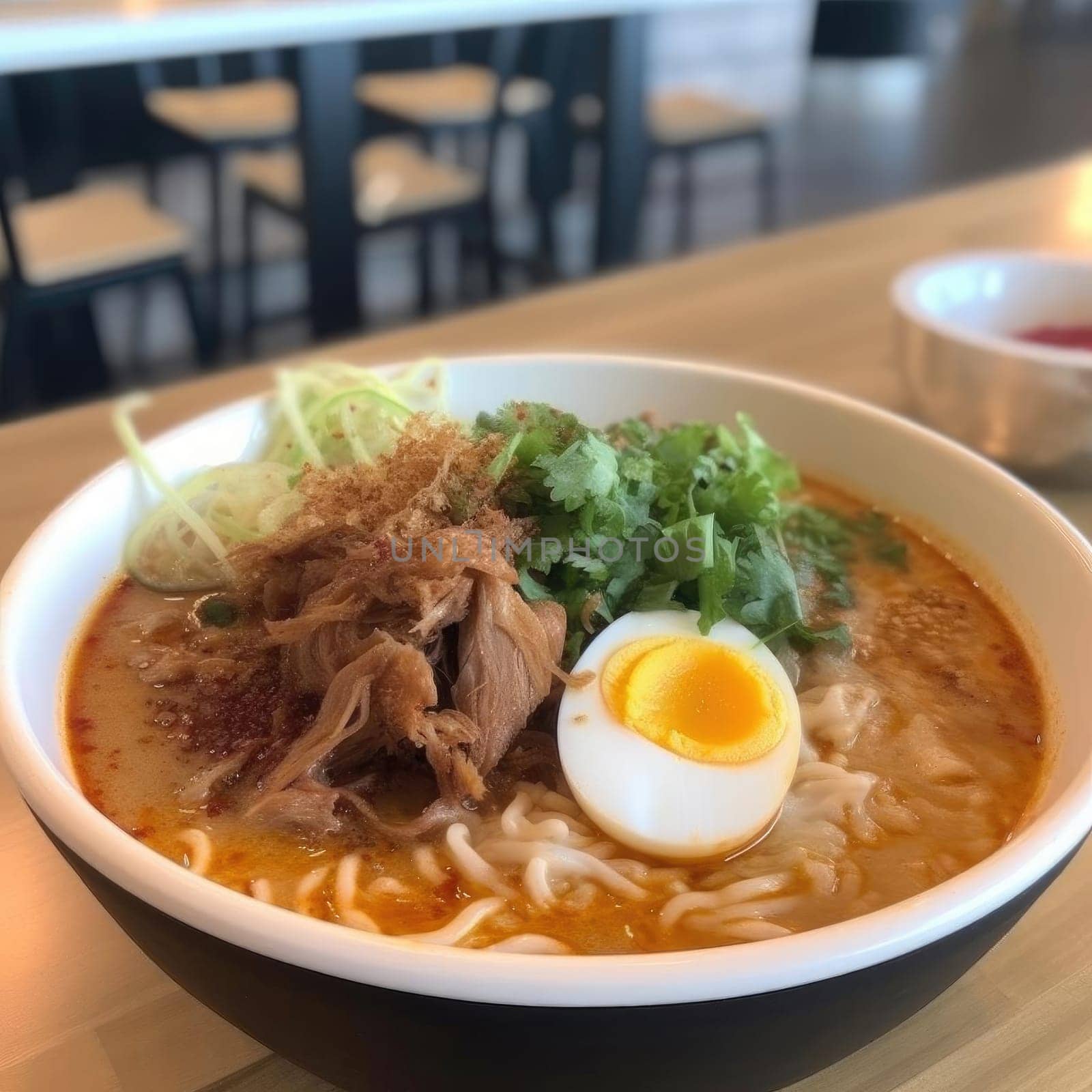 Japanese ramen noodle with pork and egg in bowl (ID: 001492)