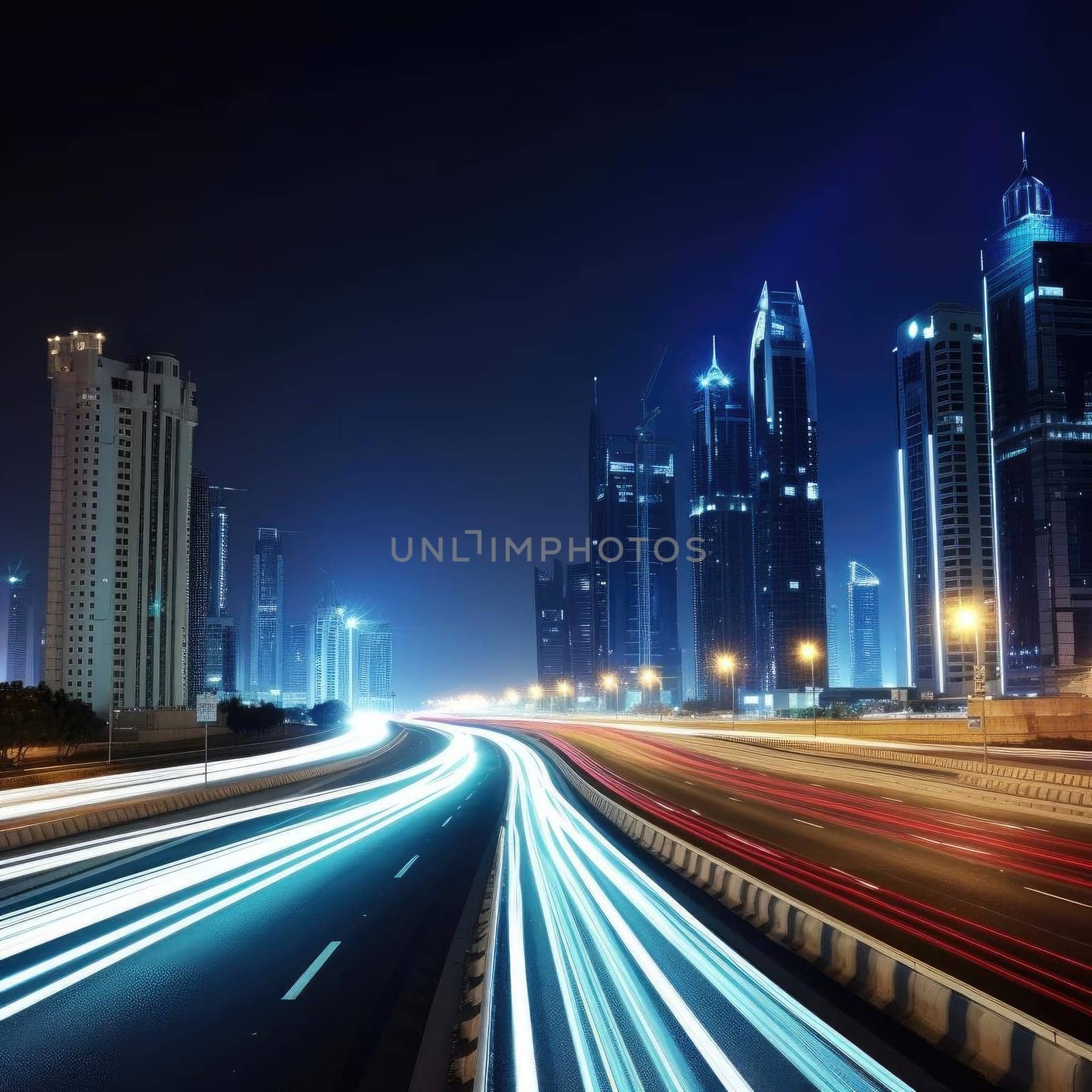 The light trails on the modern building background (ID: 001623)