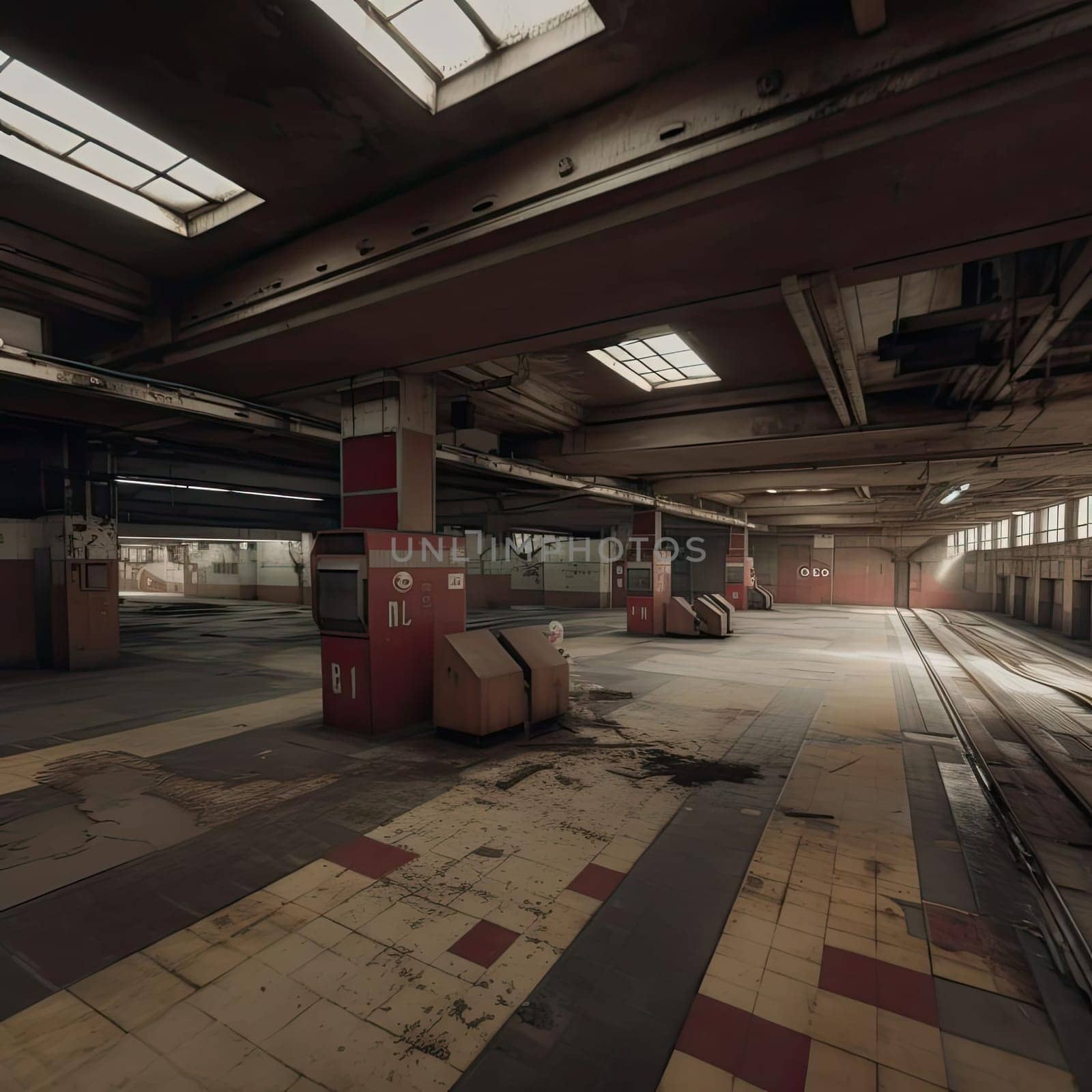 Interior of an old abandoned industrial building (ID: 001679)