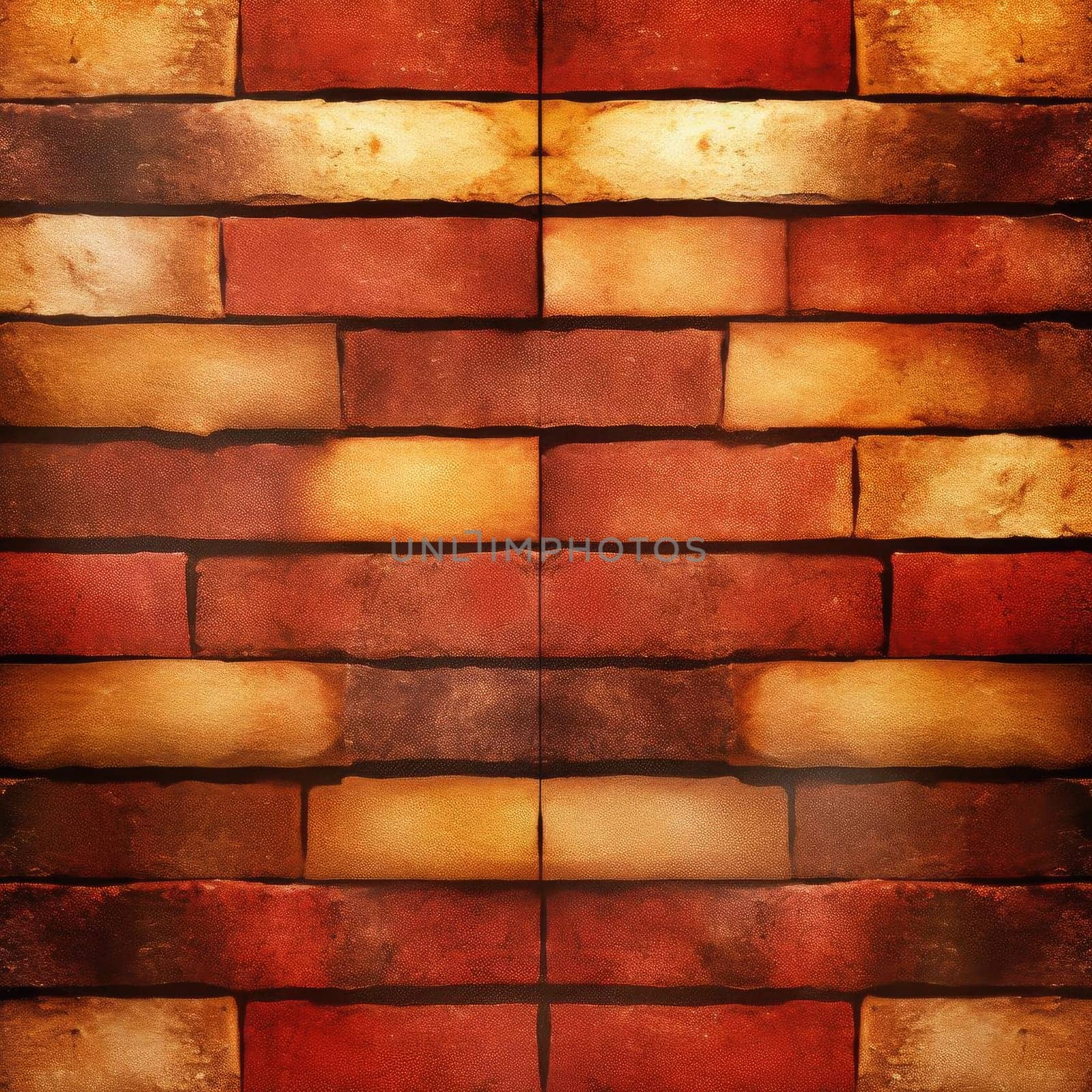Colorful brick wall texture background - red, orange, yellow, brown colors (ID: 001709)