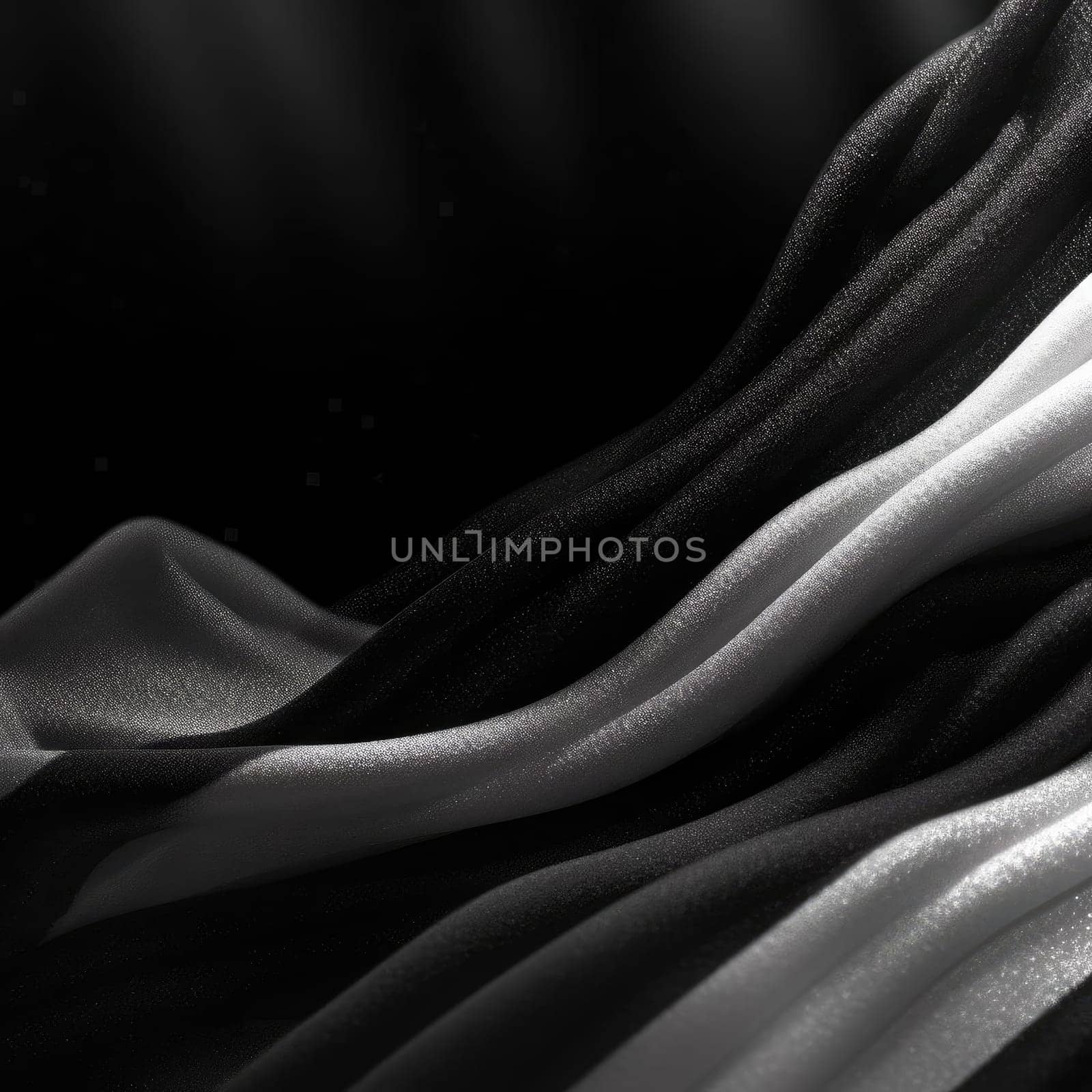 Close up of rippled white satin fabric on black background by eduardobellotto