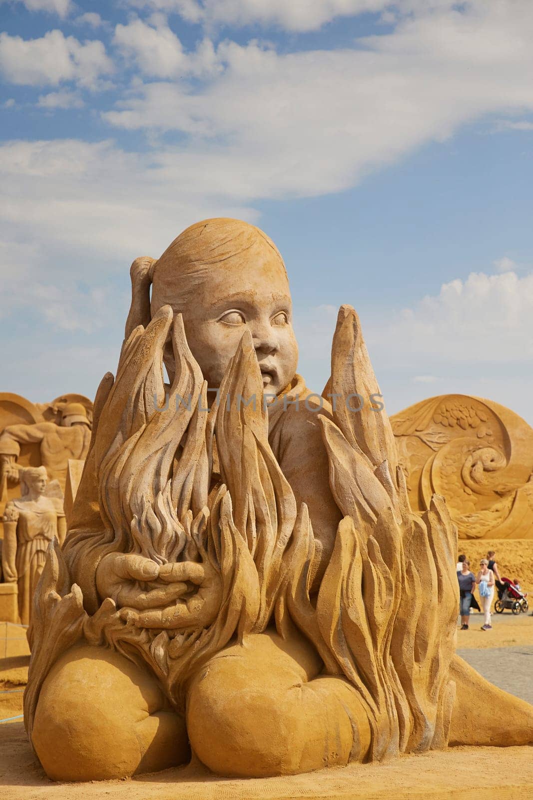 Sondervig, Denmark, May, 2023: International Sand Sculpture Festival.