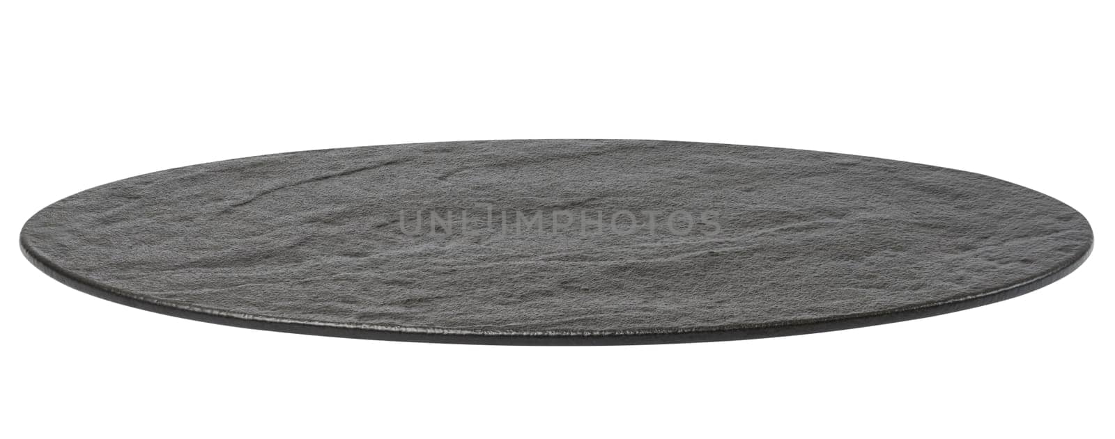 Empty black oval board for serving food on a white isolated background by ndanko
