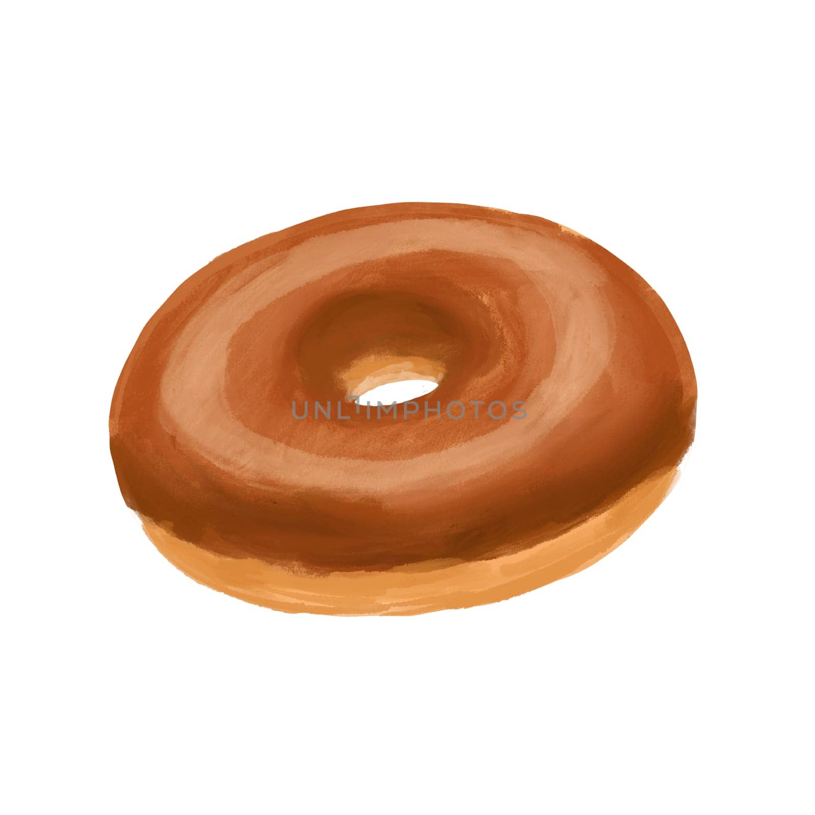 Hand drawn donut isolated on white background. Food illustration isolated on white. by ElenaPlatova