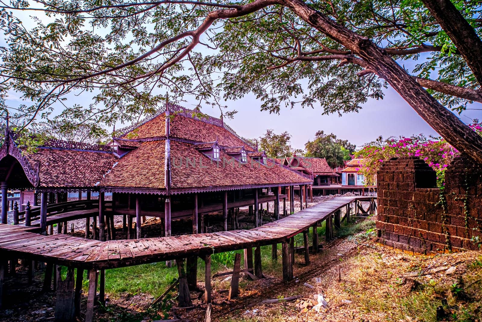 Asia climate disasters . Thai traditional Village after the drought.