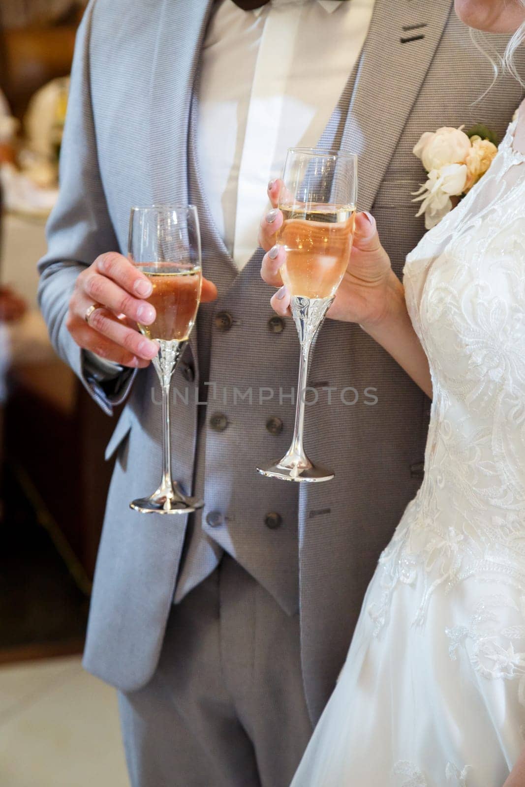 Wedding glasses for newlyweds on the wedding day