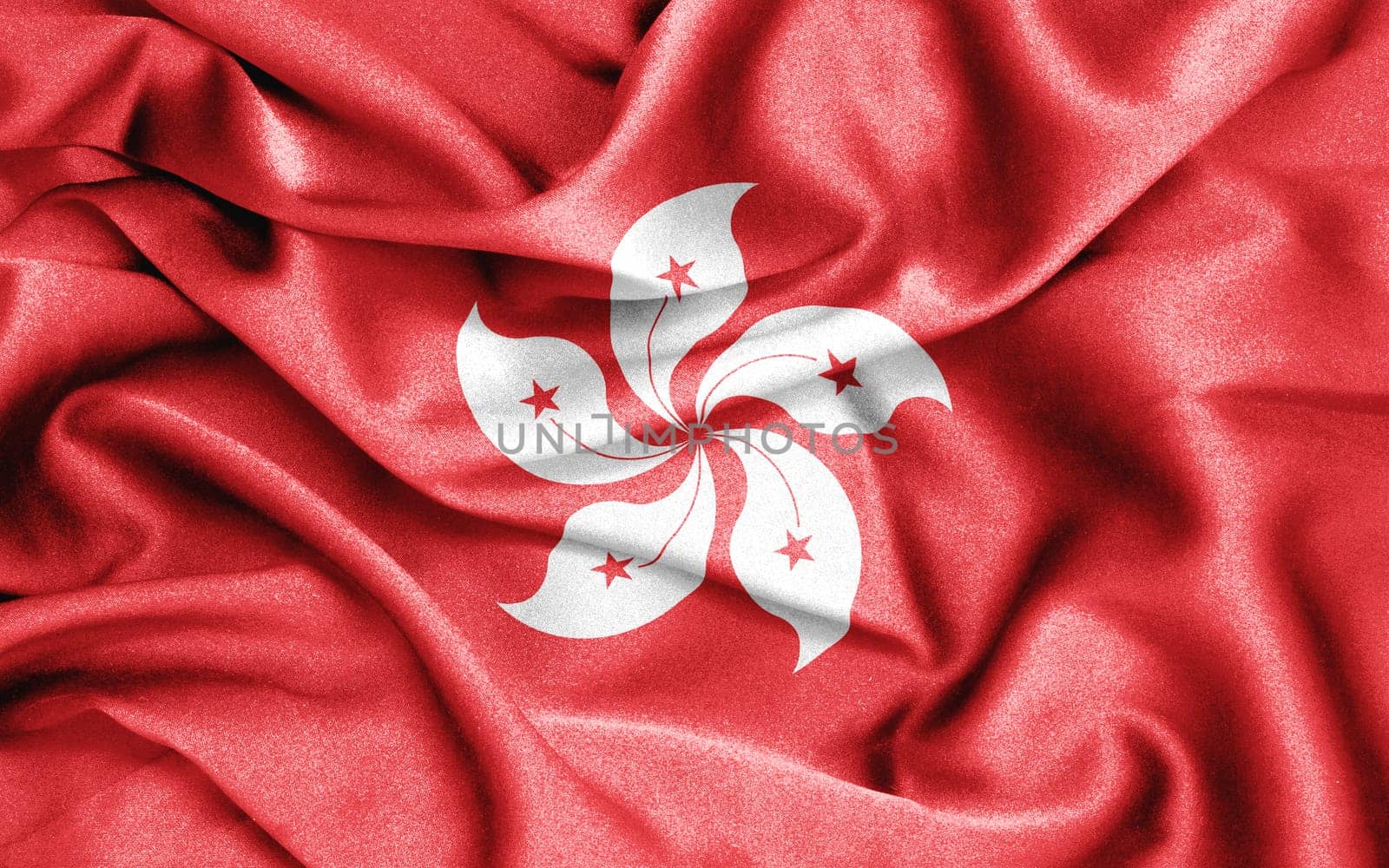 Hong Kong flag. fabric texture flag. 3d illustration by jackreznor