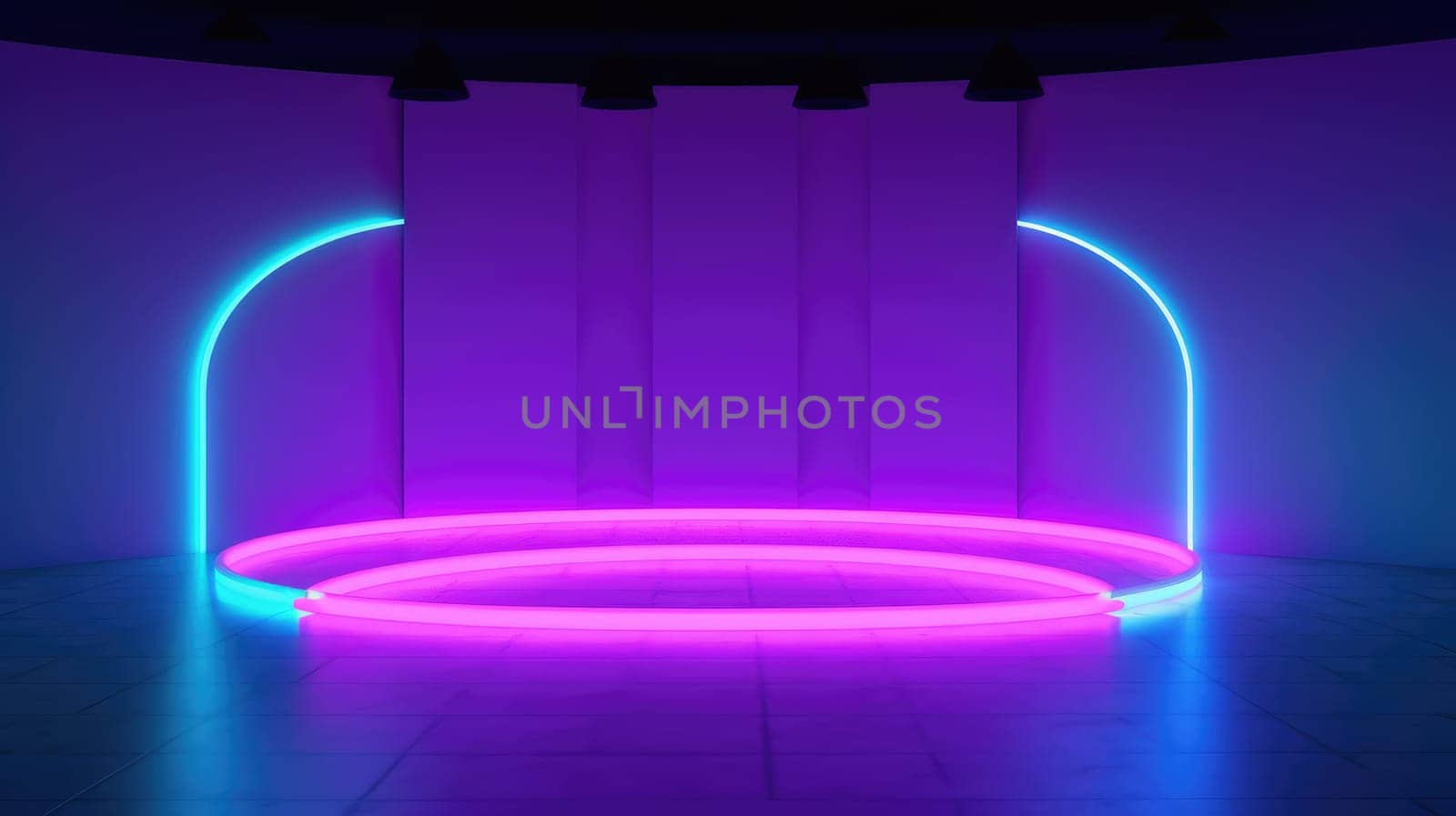 Pedestal and ultraviolet lighting. Beautiful background for your product