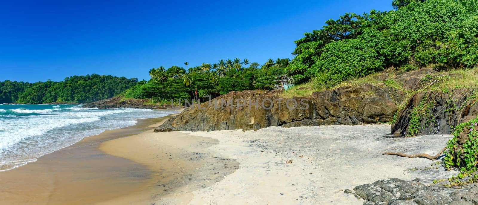 Panoramic photo of Tiririca beach in Itacare on the south coast of Bahia