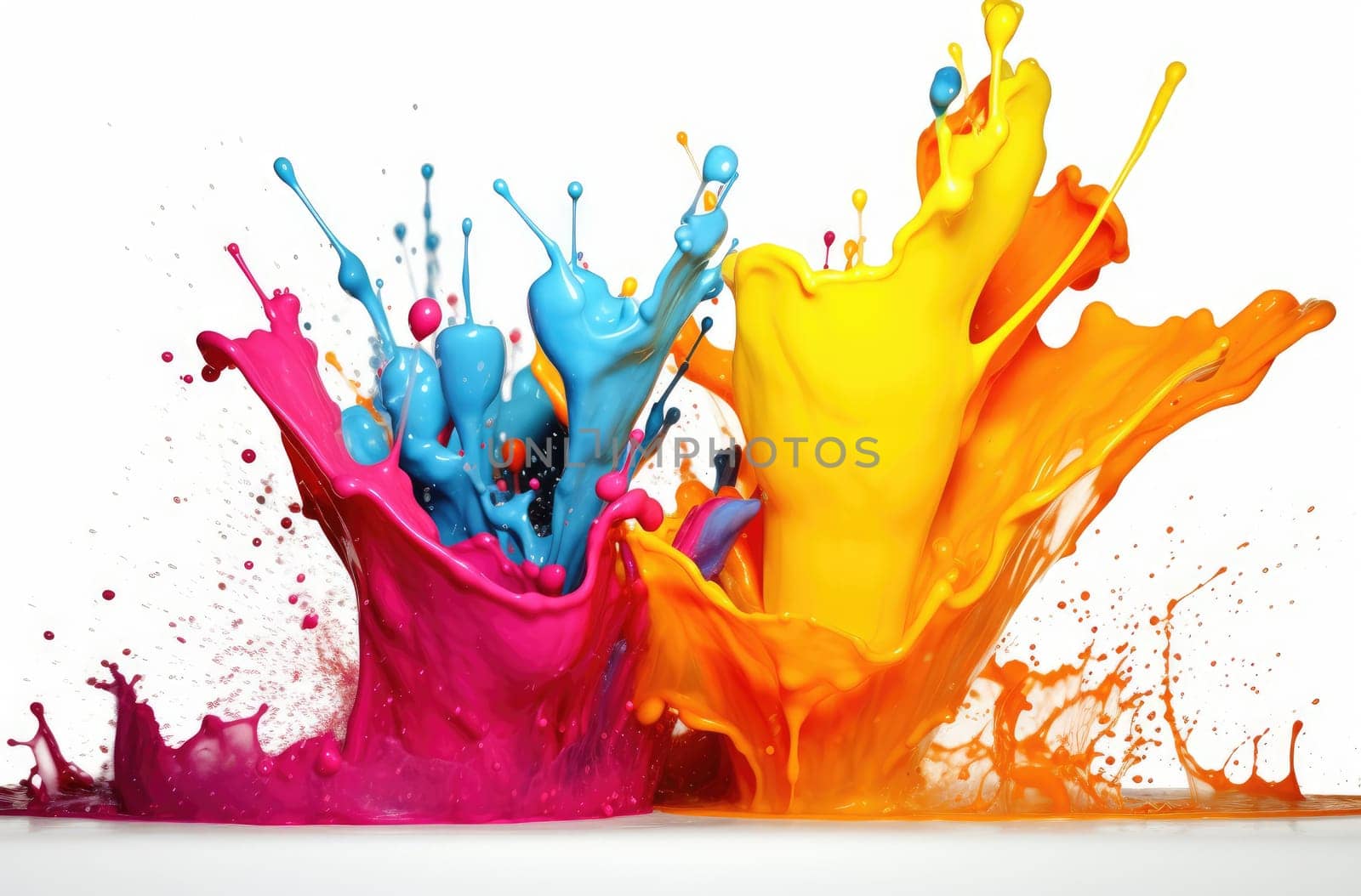 A splash of bright multi-colored liquid paints. Beautiful background
