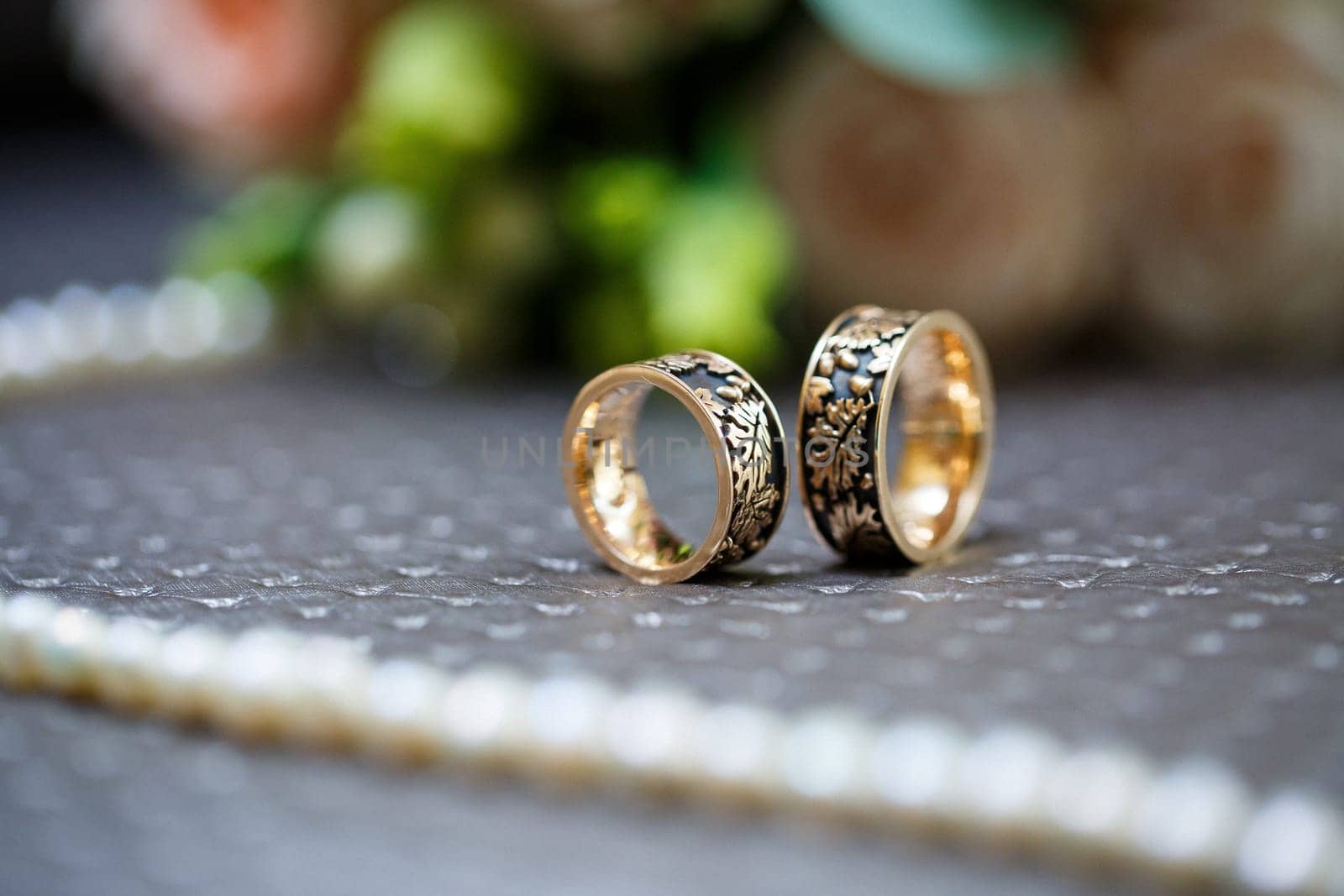 Golden wedding rings for newlyweds